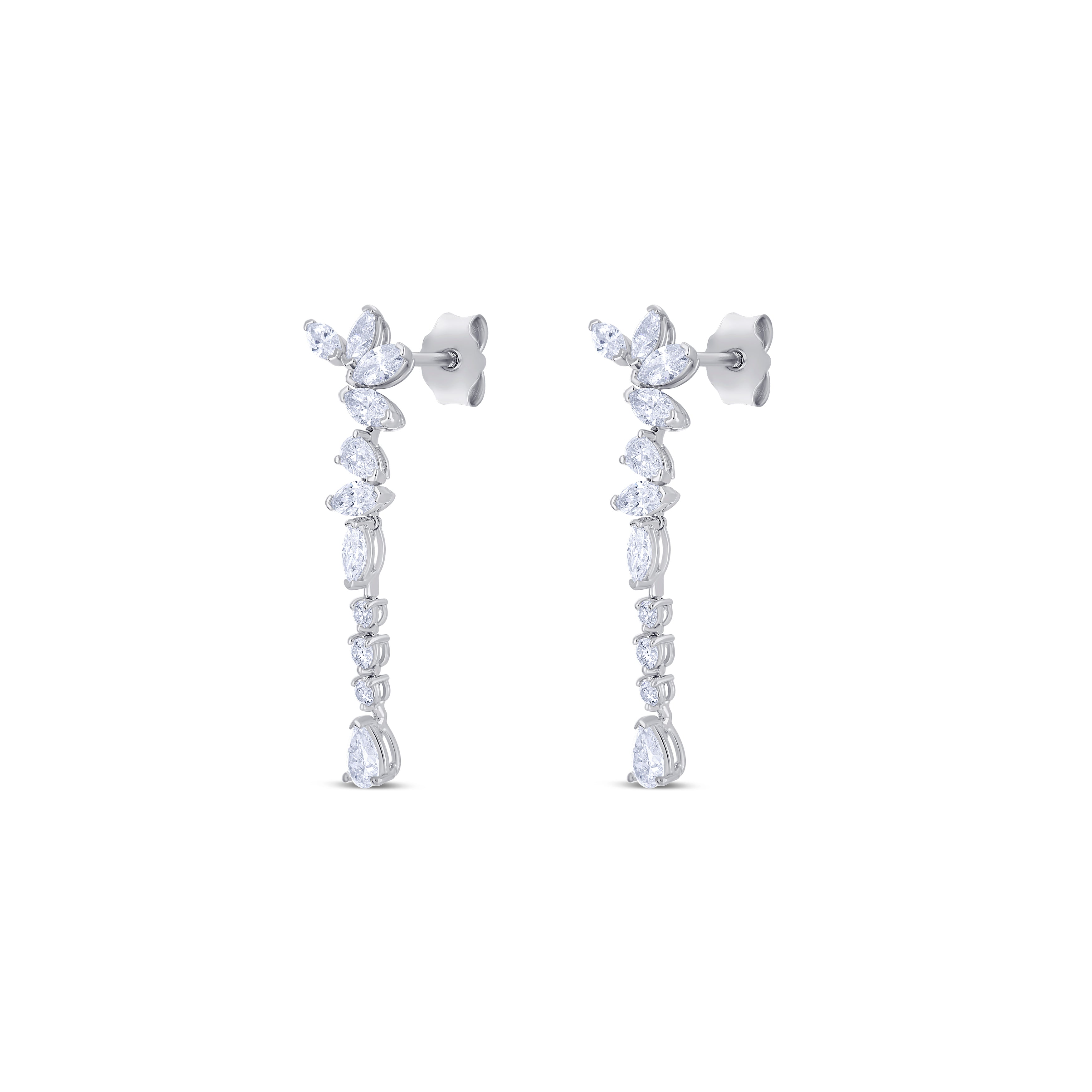 18K White Gold Multi-Shape Diamond Earrings