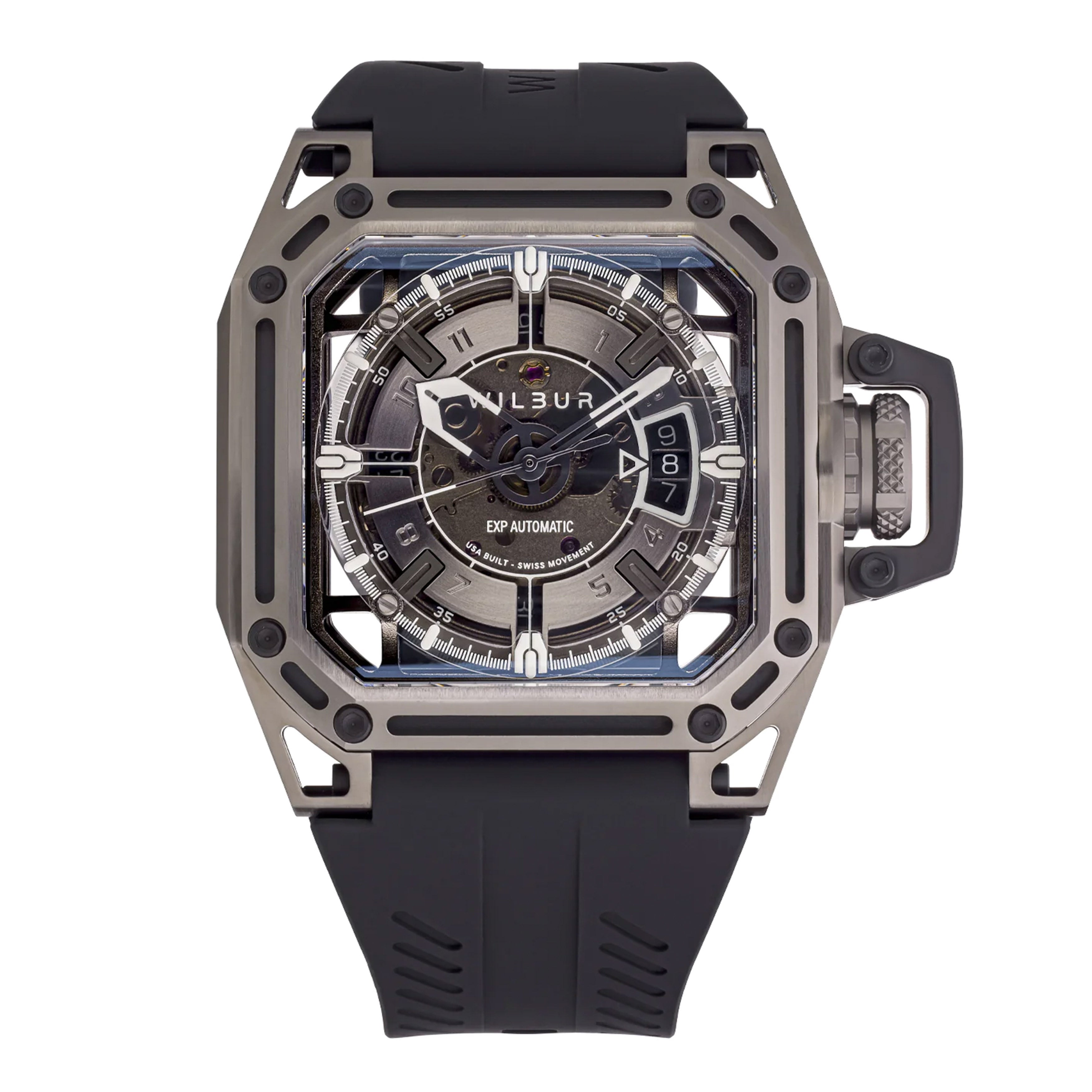 Wilbur EXP A Gunmetal Steel Watch, 41.5mm Skeleton Dial, EXP-A
