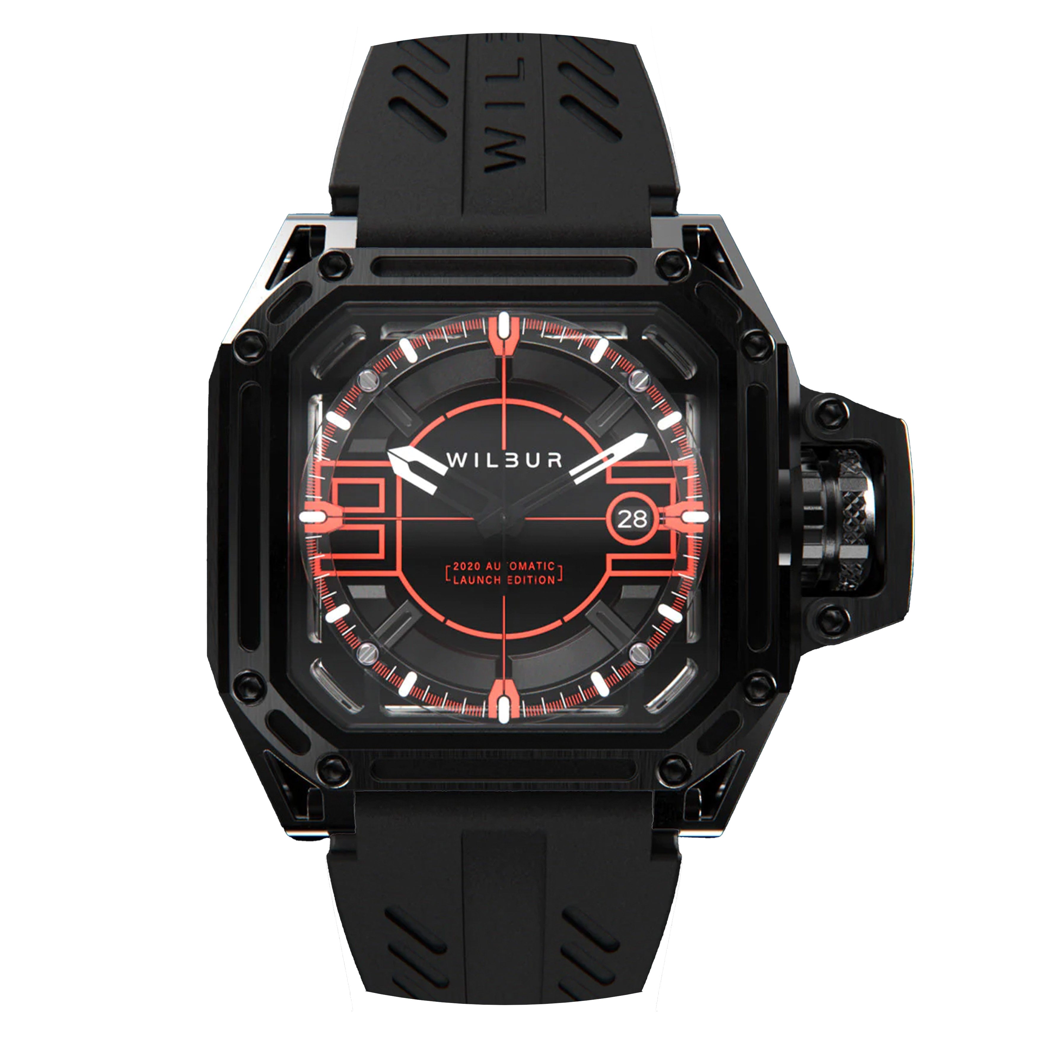 Wilbur Launch Edition JWB Watch, 44mm Black and Red Dial, JWA-BLACK/RED