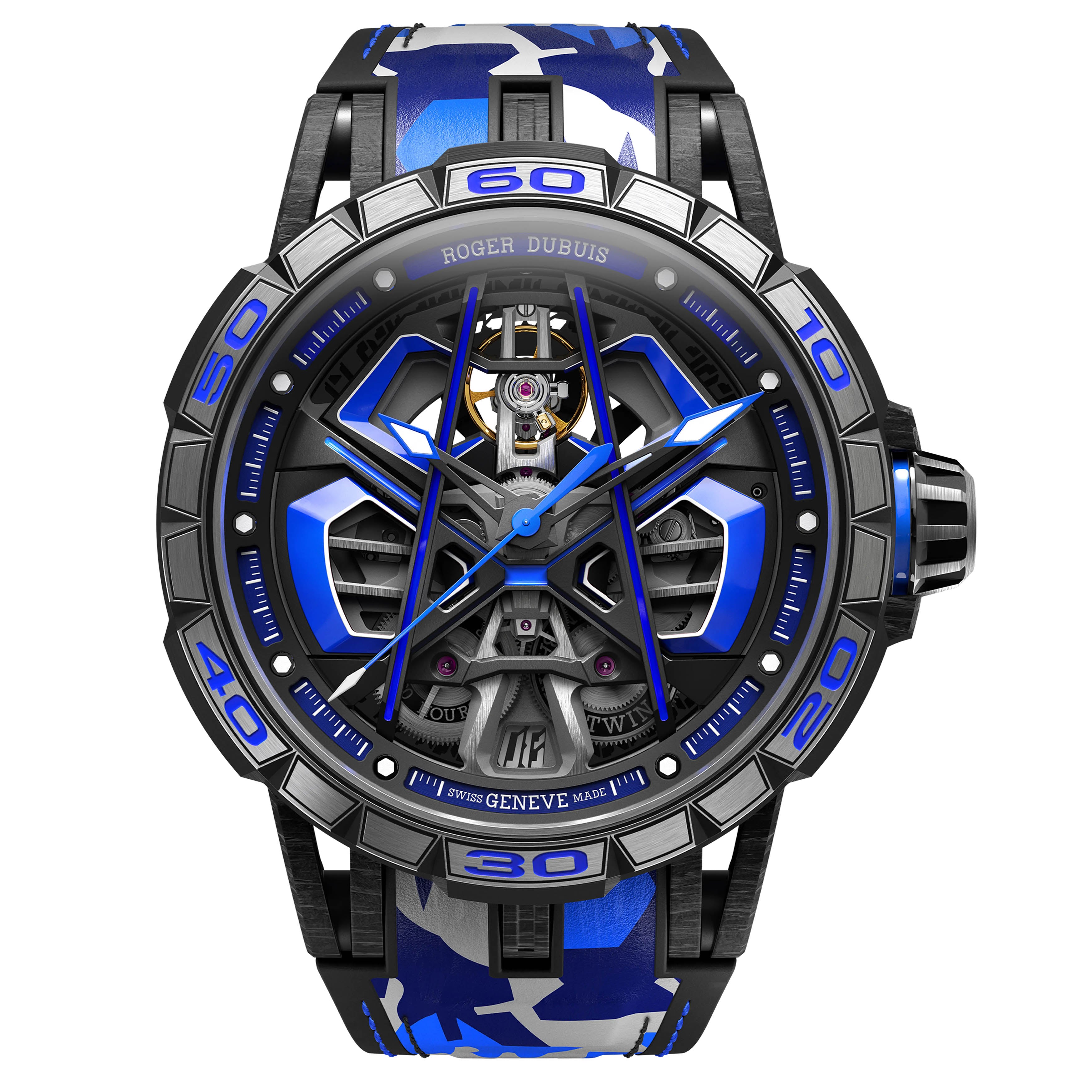 Roger Dubuis Spider Monobalancier Huracan Sterrato Watch, 45mm Blue Skeleton Dial DBEX1059