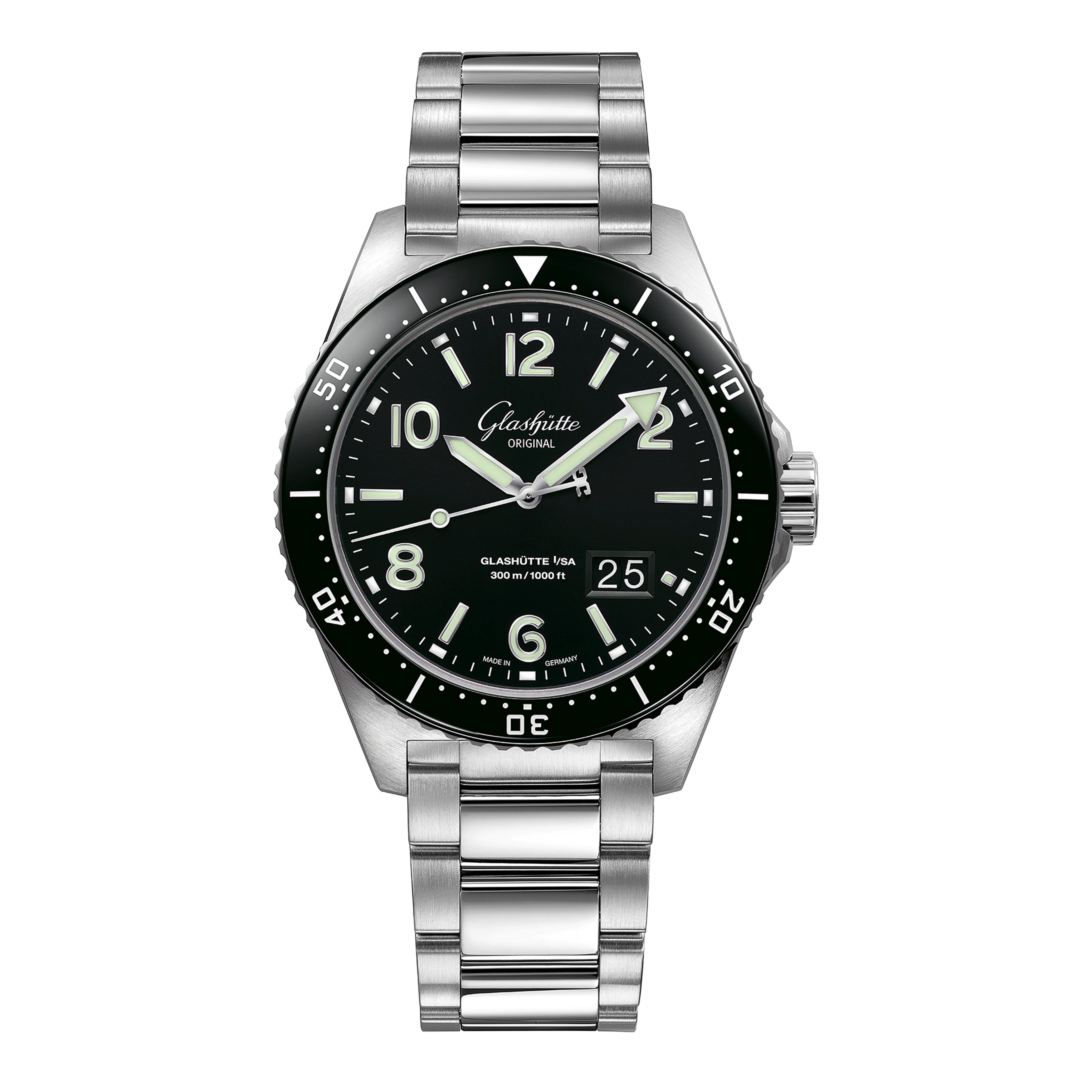 Glashutte Original SEAQ PANORAMA DATE Watch, 43MM Black Dial, 1-36-13-01-80-70