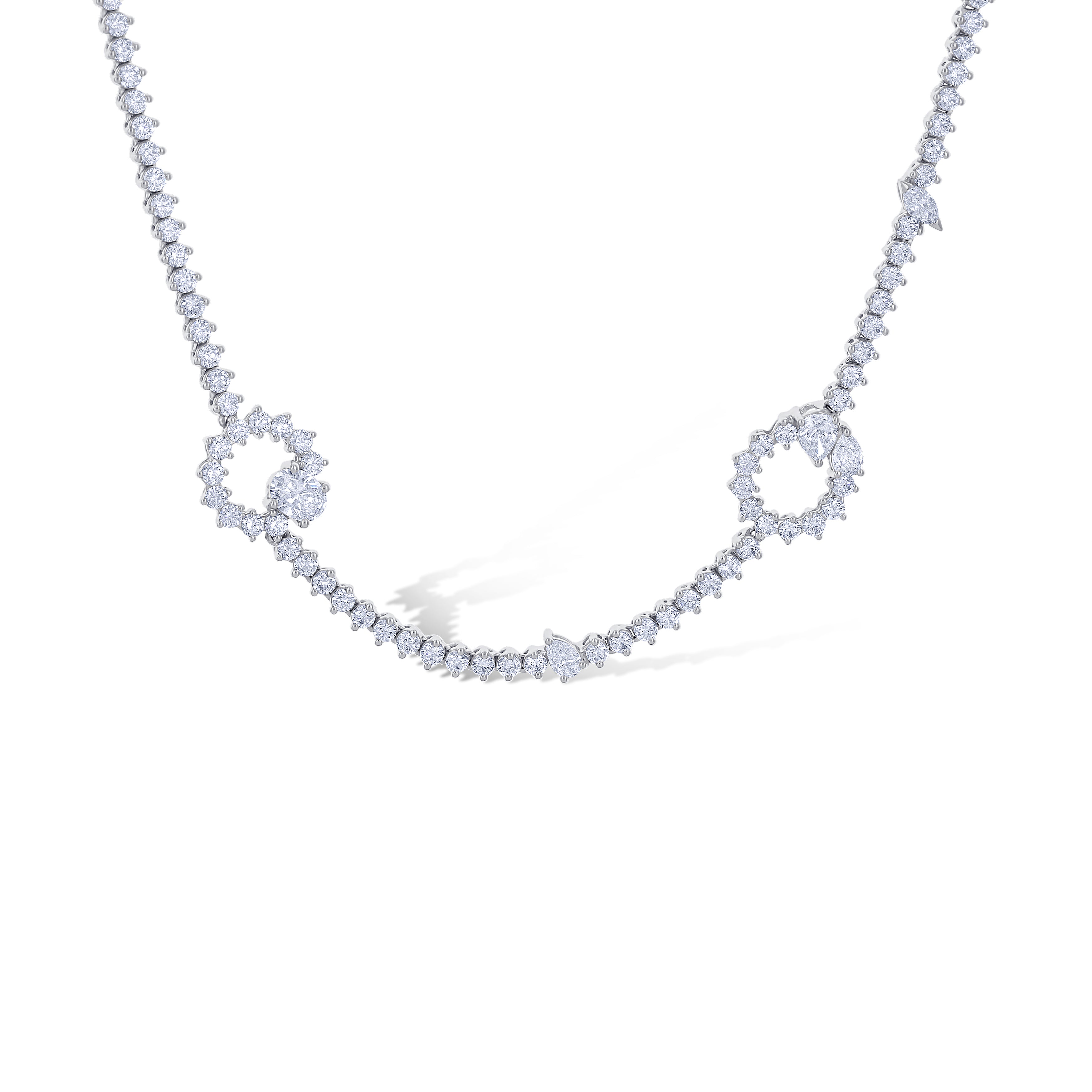 18K White Gold Leo Pizzo Mix Cut Diamond Chain Necklace