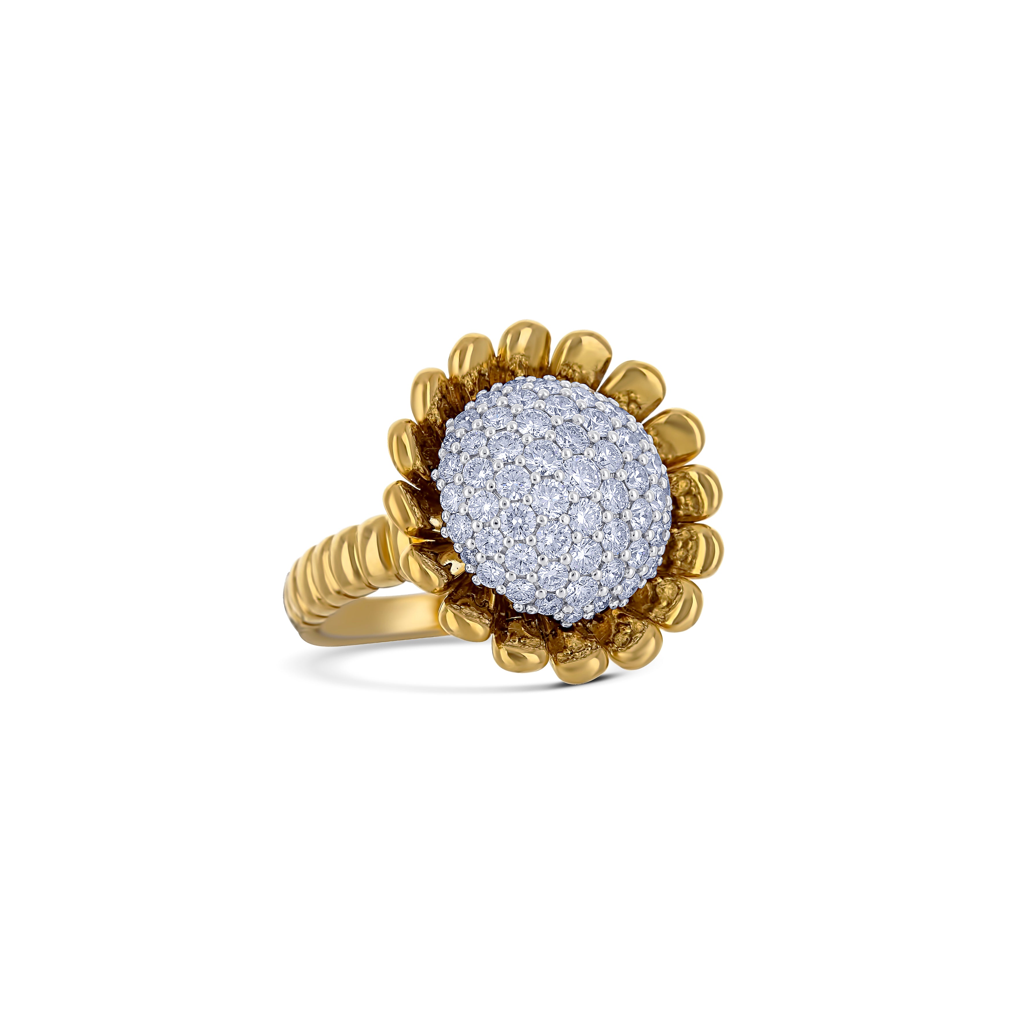 18K Yellow Gold Leo Pizzo Sun Flower Design Ring