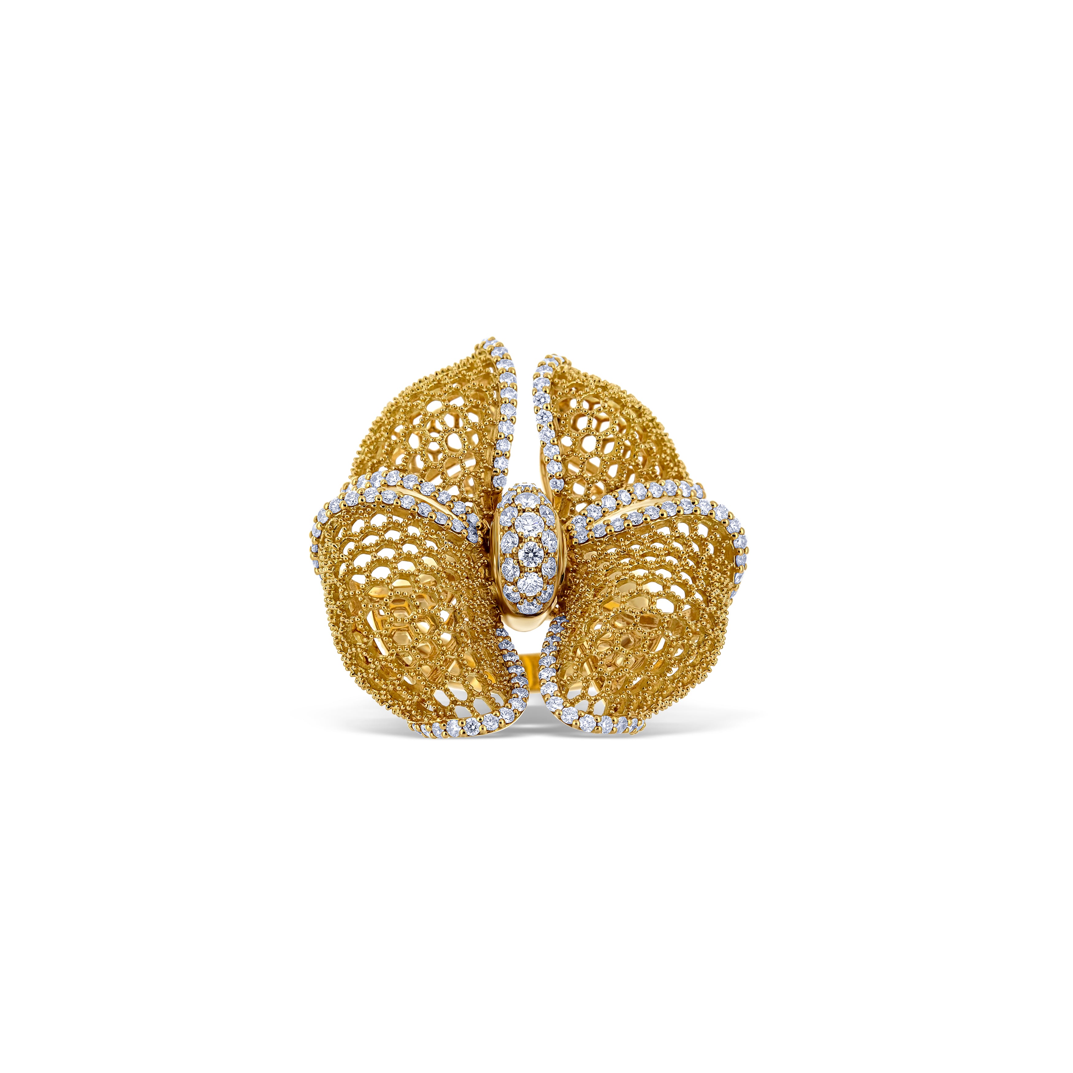 18K Yellow Gold Leo Pizzo Diamond Bow Design Ring