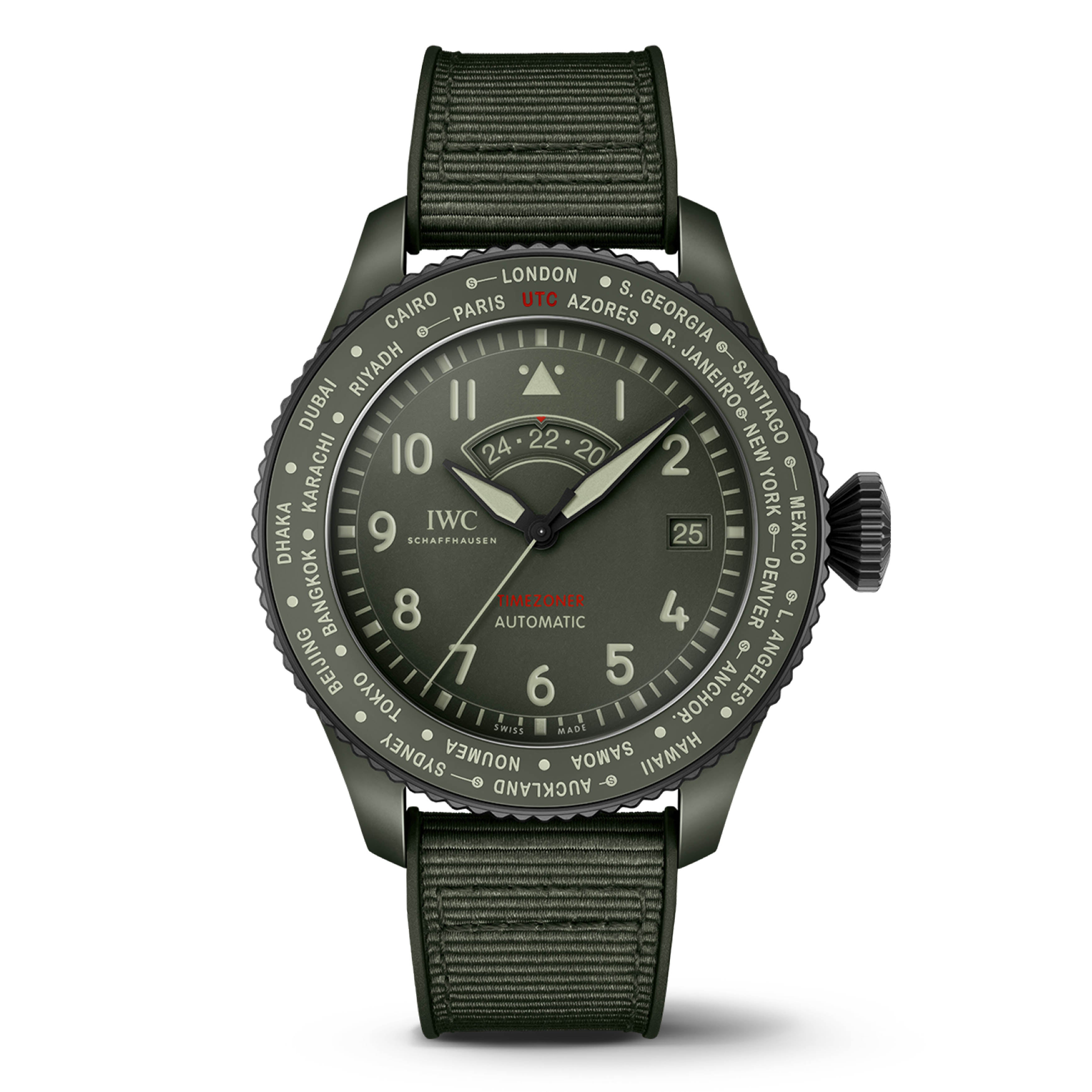 IWC Pilot s Watch Timezoner Top Gun Woodland Watch 46mm Green Dial I