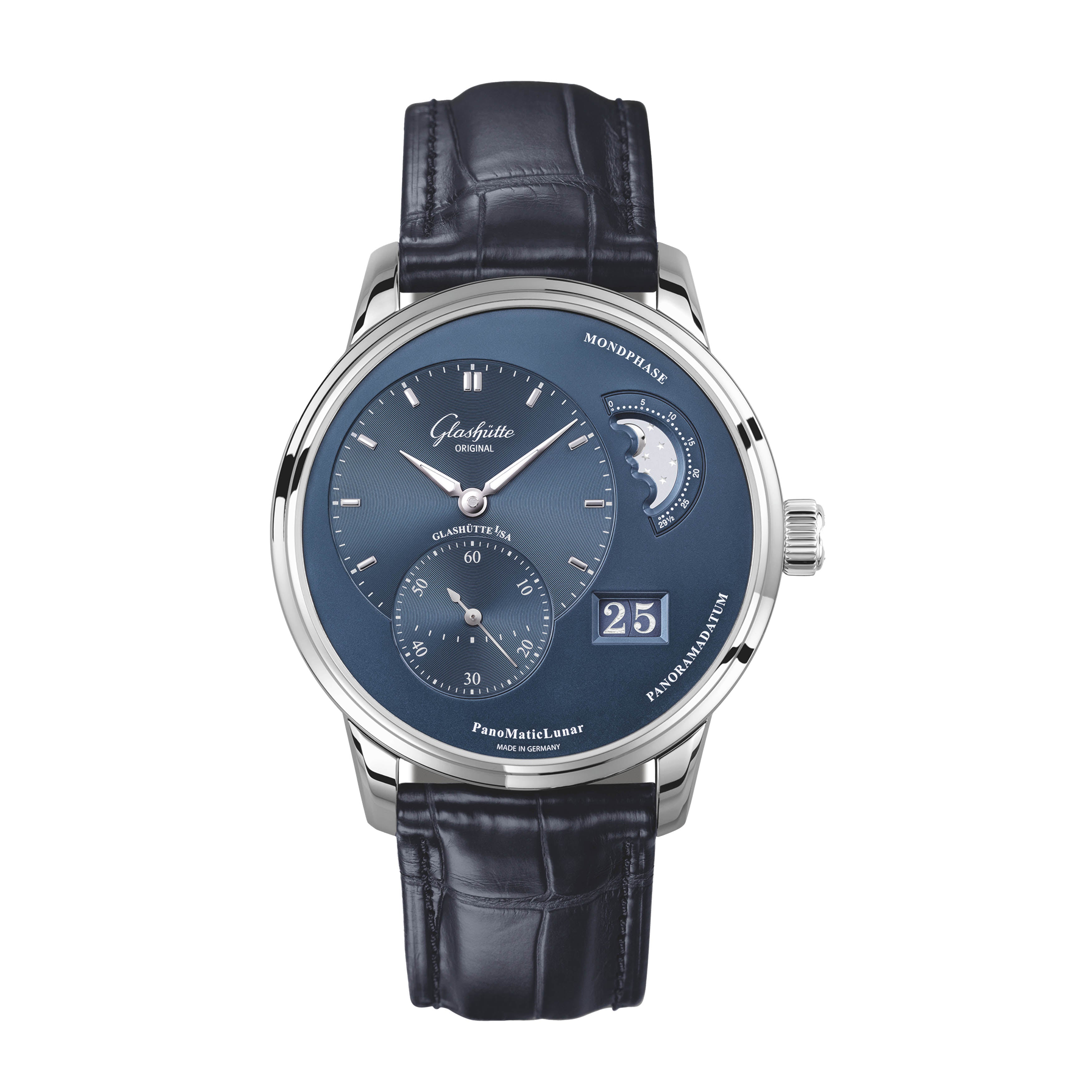 Glashutte Original Panomaiclunar Watch, 40mm Blue Dial, 7-90-02-46-32-61