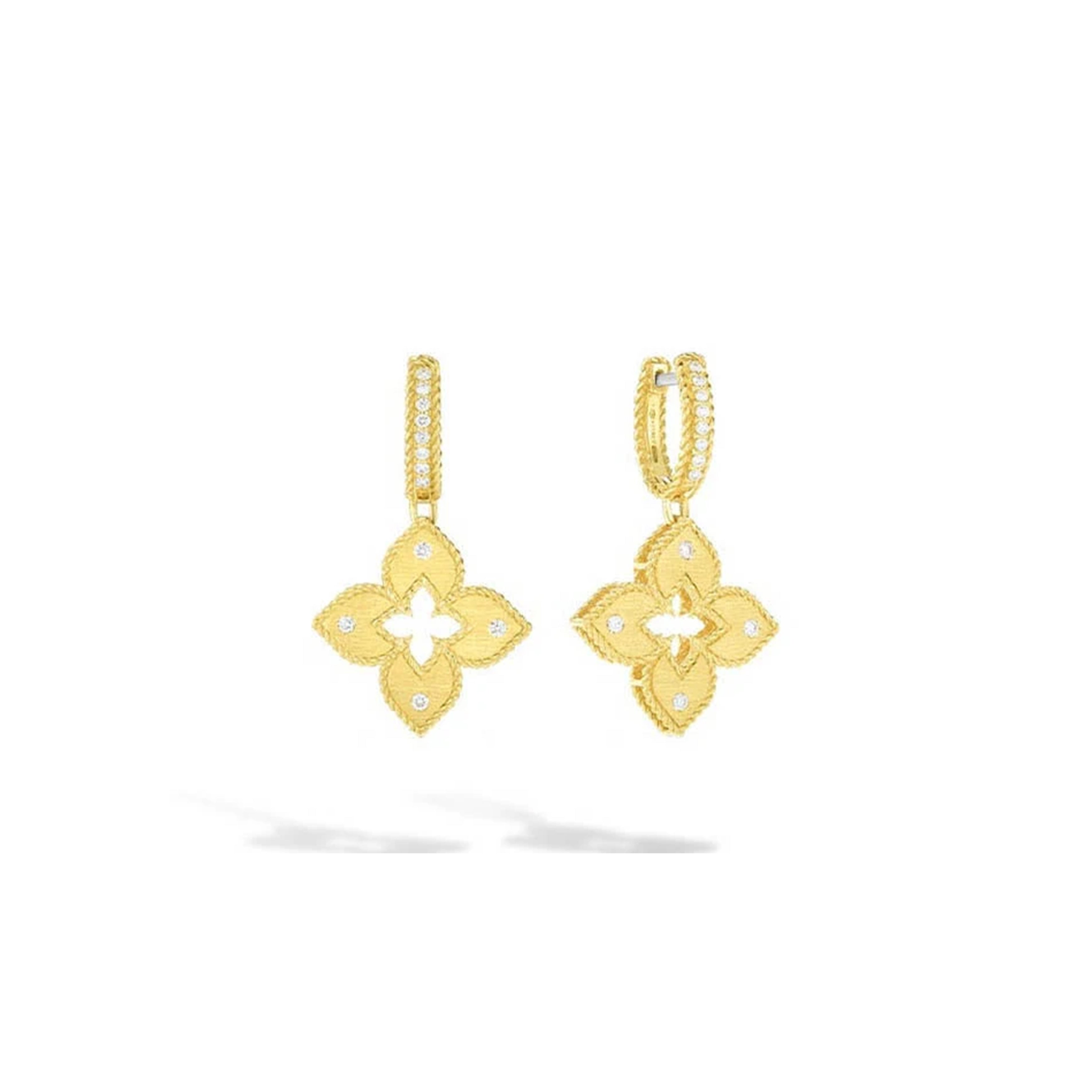 18K Yellow Gold Roberto Coin Petite Venetian Princess Cut Diamond Drop Earrings