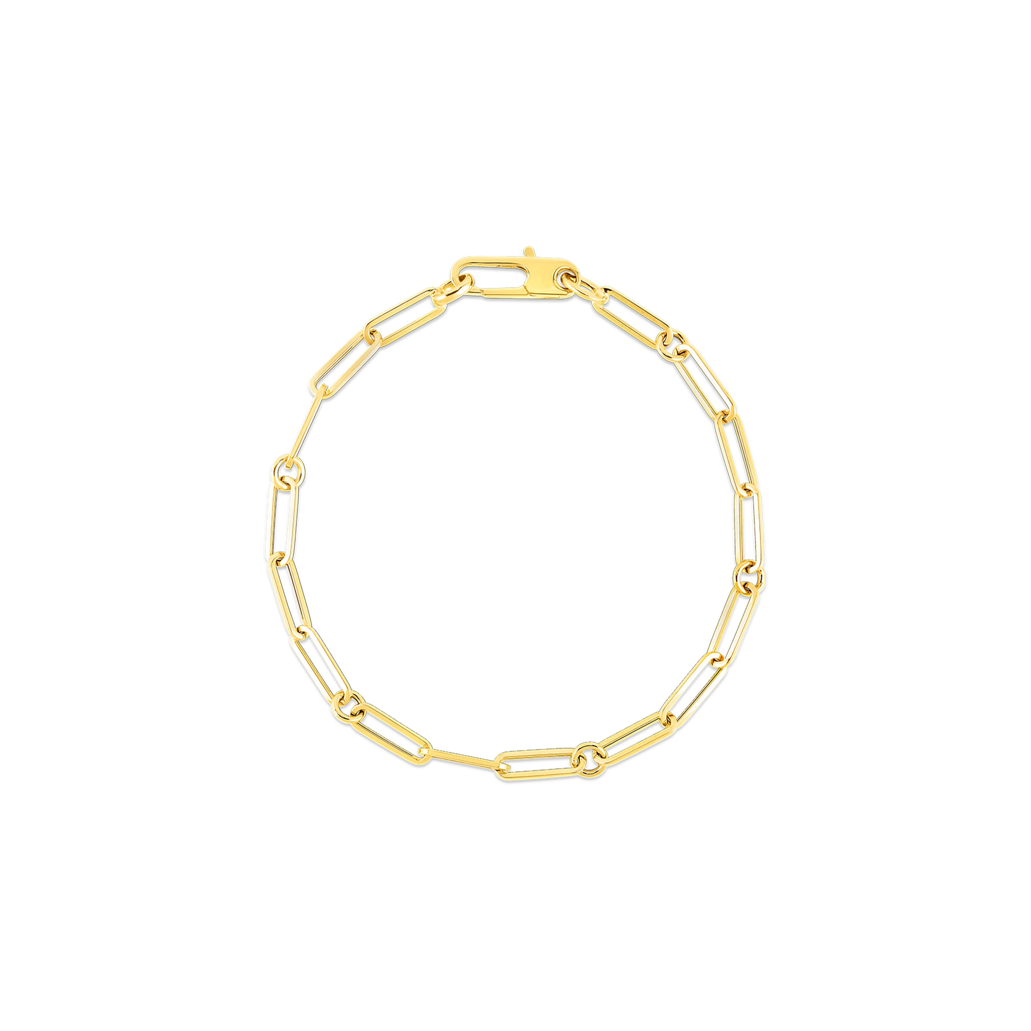 18K Yellow Gold Roberto Coin Paperclip and Round Diamond Link Bracelet