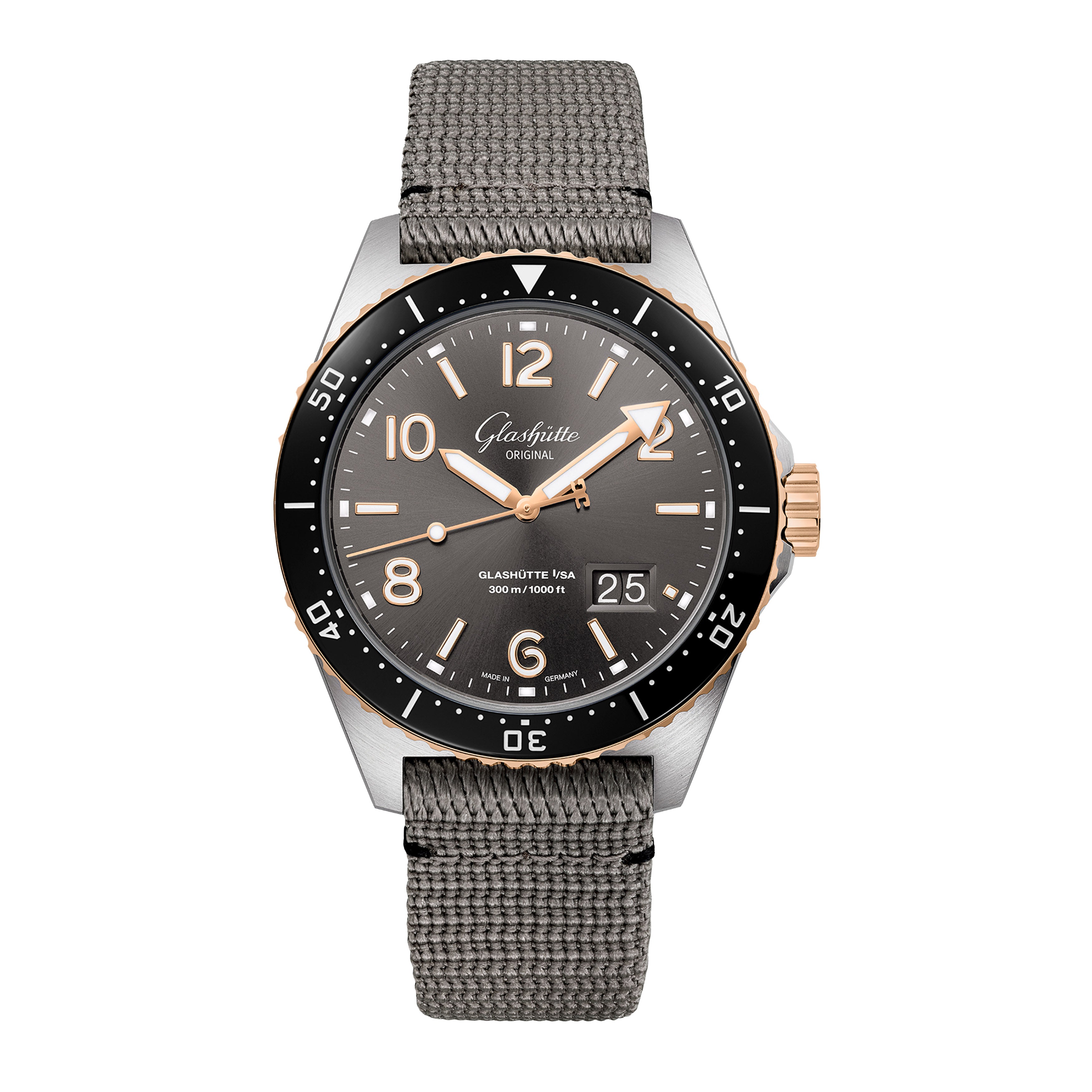 Glashutte Original SeaQ Panodate Watch, 42mm Gray Dial, 1-36-13-04-91-34