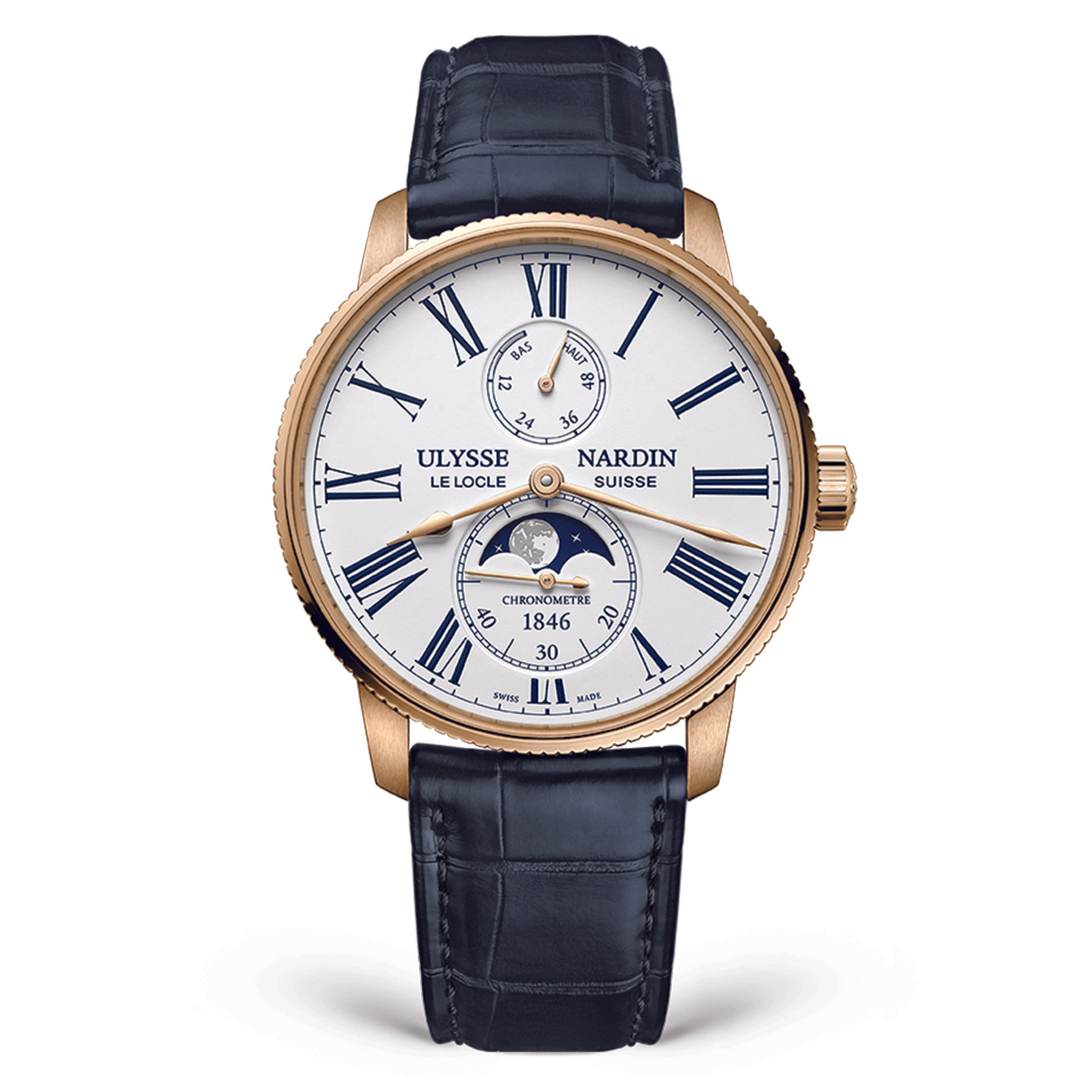 Ulysse Nardin Marine Torpilleur Moonphase Watch, 42mm White Dial, 1192-310-0A/1A