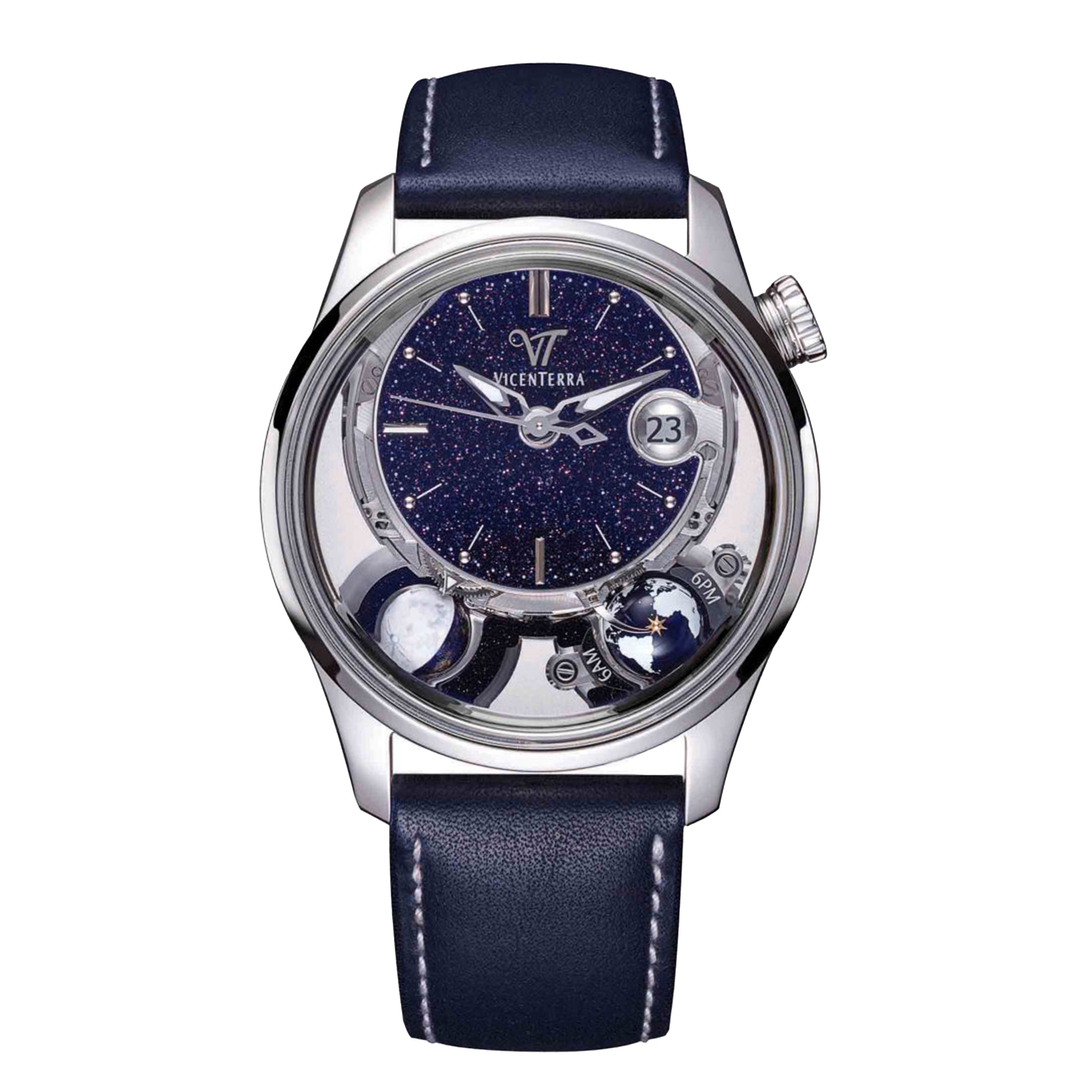 Vicenterra Astroluna Classic T1 Aventurine Watch, 41.5mm Blue Aventurine Dial, VT.254.01.21