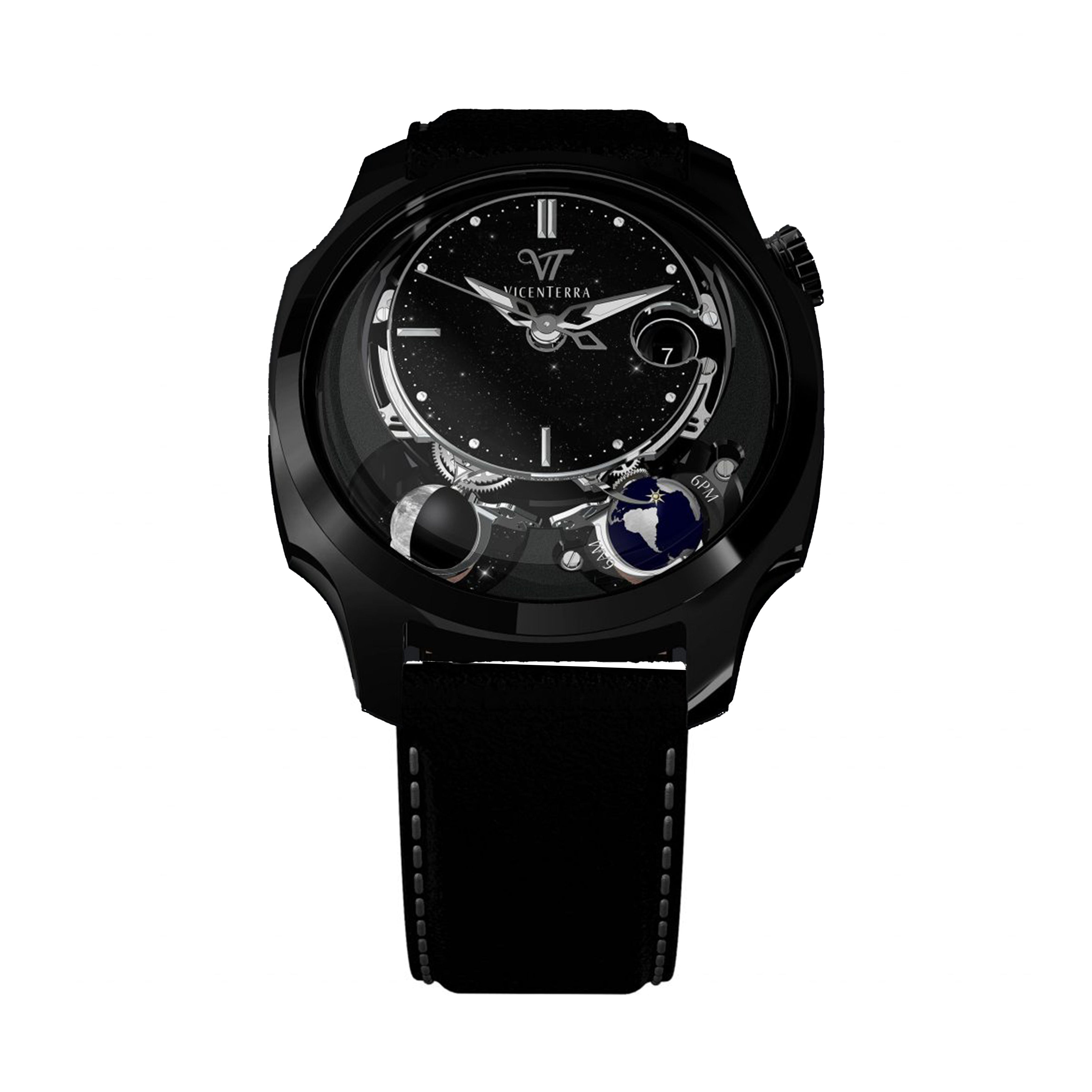 Vicenterra Astroluna T2 Black Aventurine Watch, 41.5mm Black Aventurine Dial, VT.174.01.22