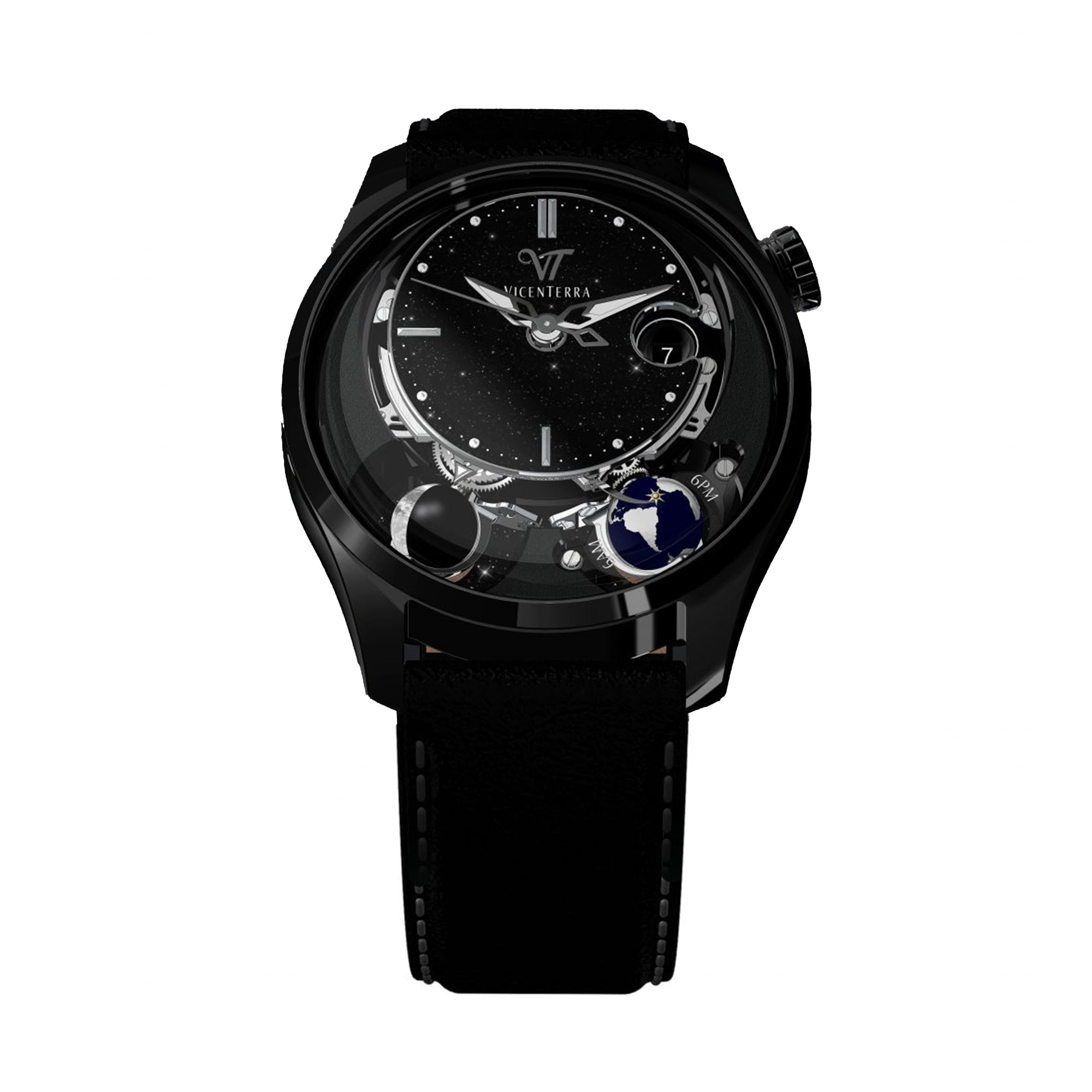 Vicenterra Astroluna Classic T2 Black Aventurine Watch, 41.5mm Black Aventurine Dial, VT.274.01.22