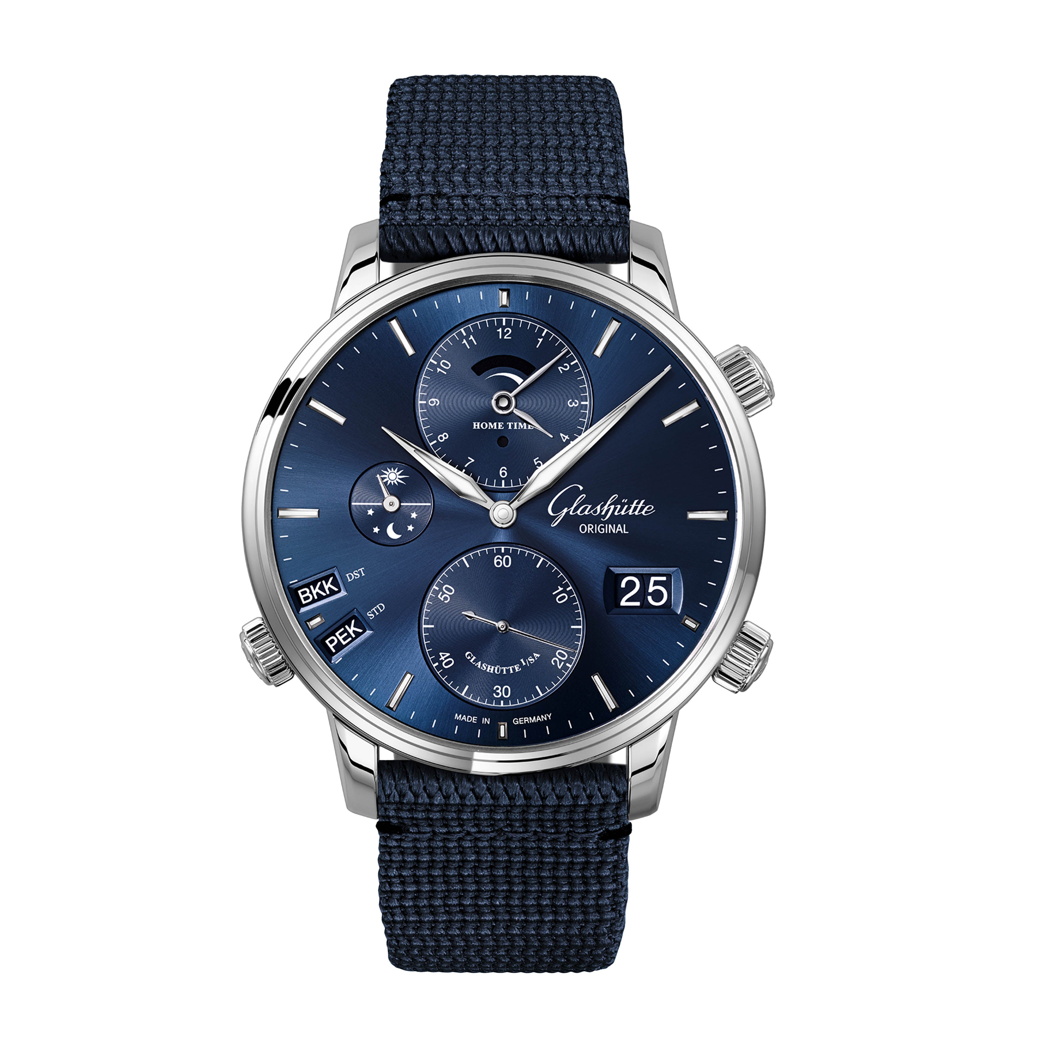 Glashutte Original Senator Cosmopolite Watch, 44mm Blue Dial, 1-89-02-05-02-64