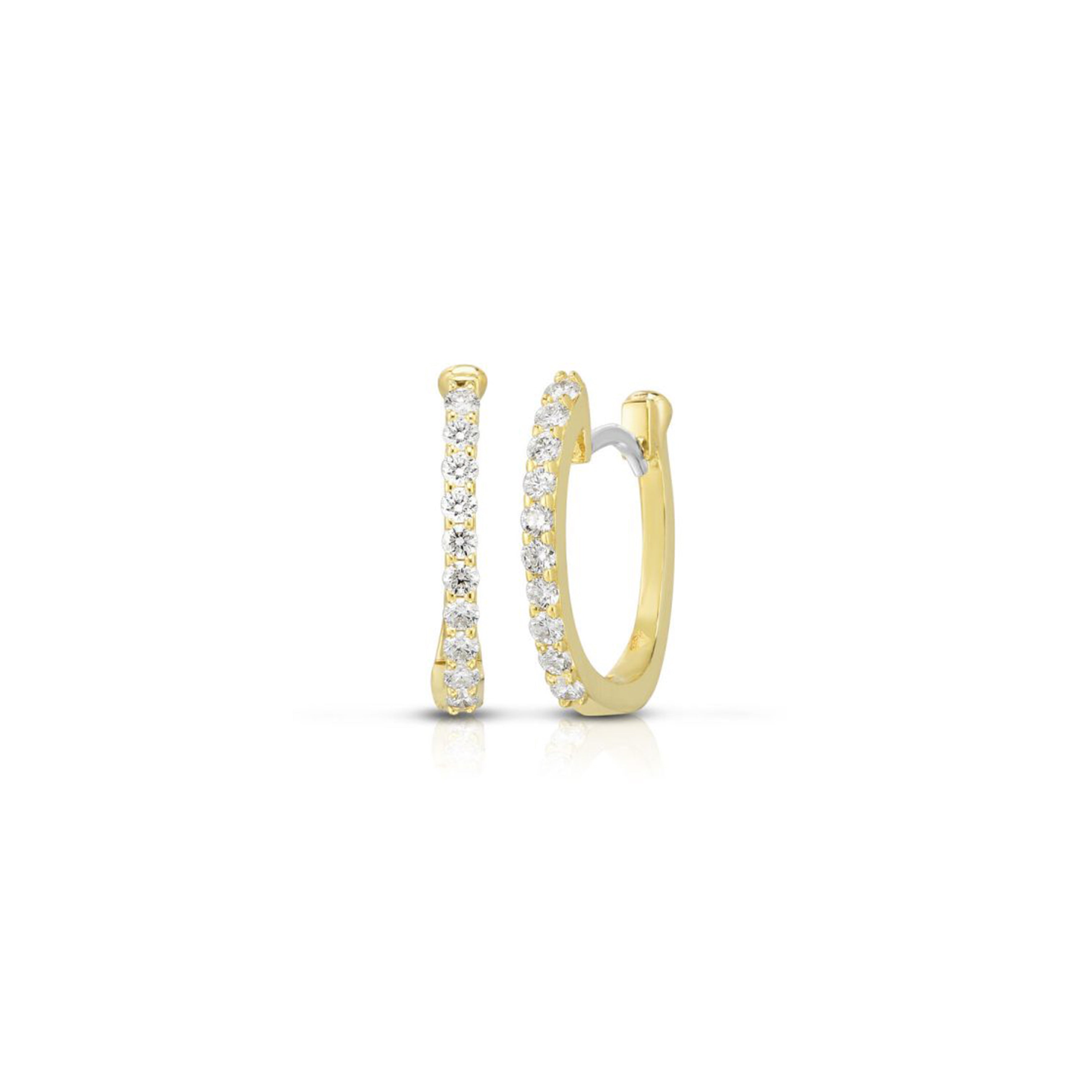 18K Yellow Gold Roberto Coin Diamond Baby Hoop Earrings
