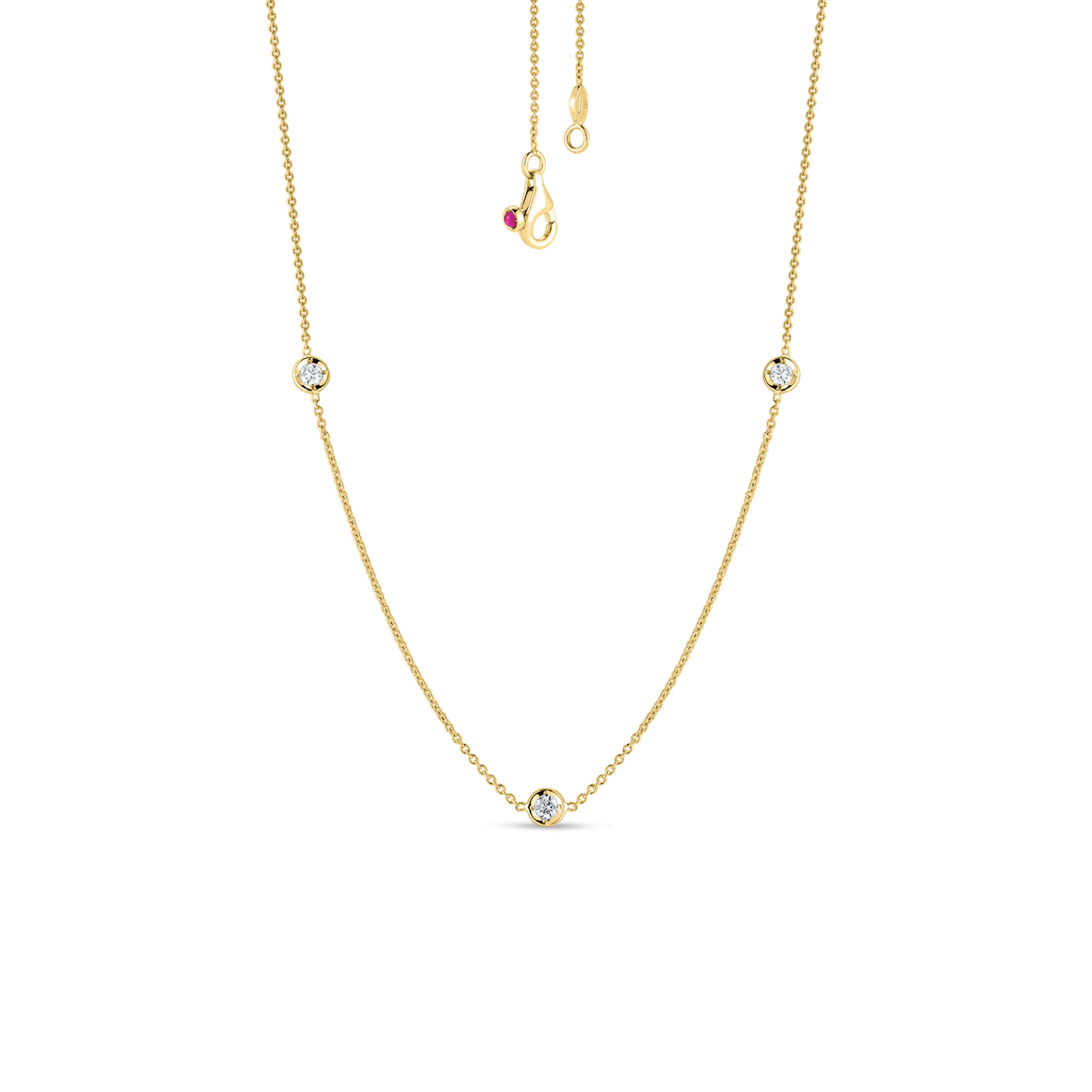18K Yellow Gold Roberto Coin 3 Station Diamond Necklace