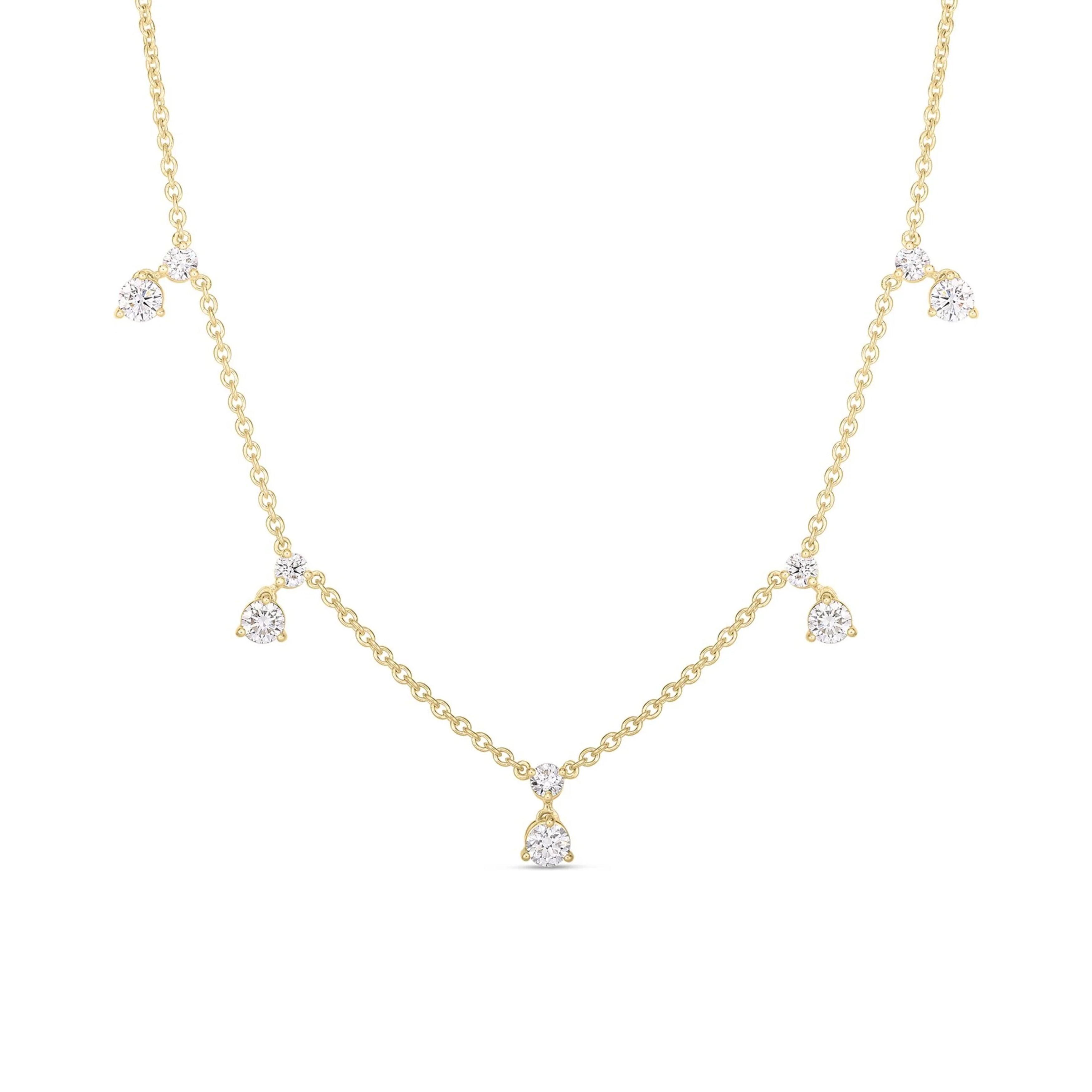 18K Yellow Gold Roberto Coin 5 Station Diamond Necklace
