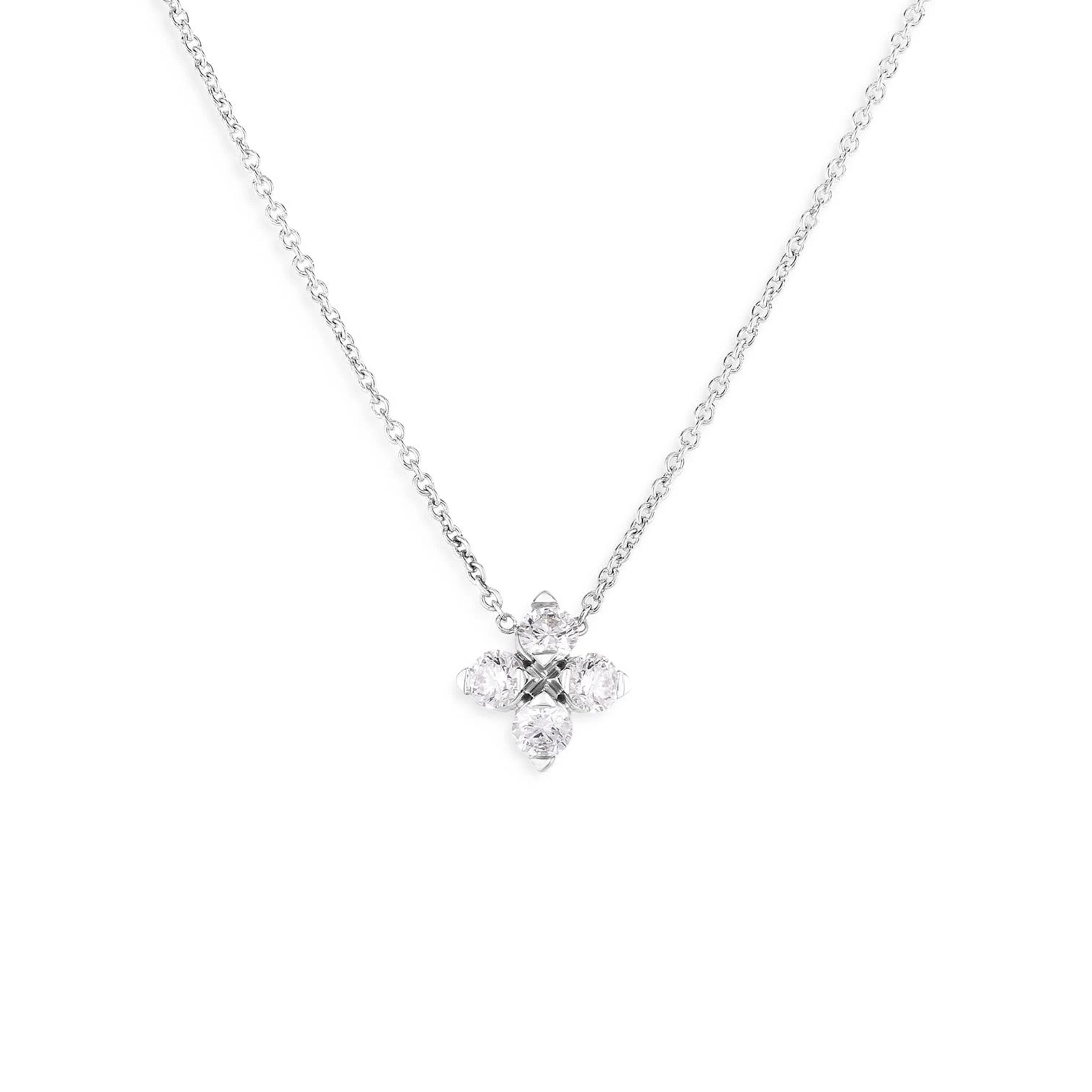 18K White Gold Roberto Coin Love in Verona Small Flower Diamond Necklace
