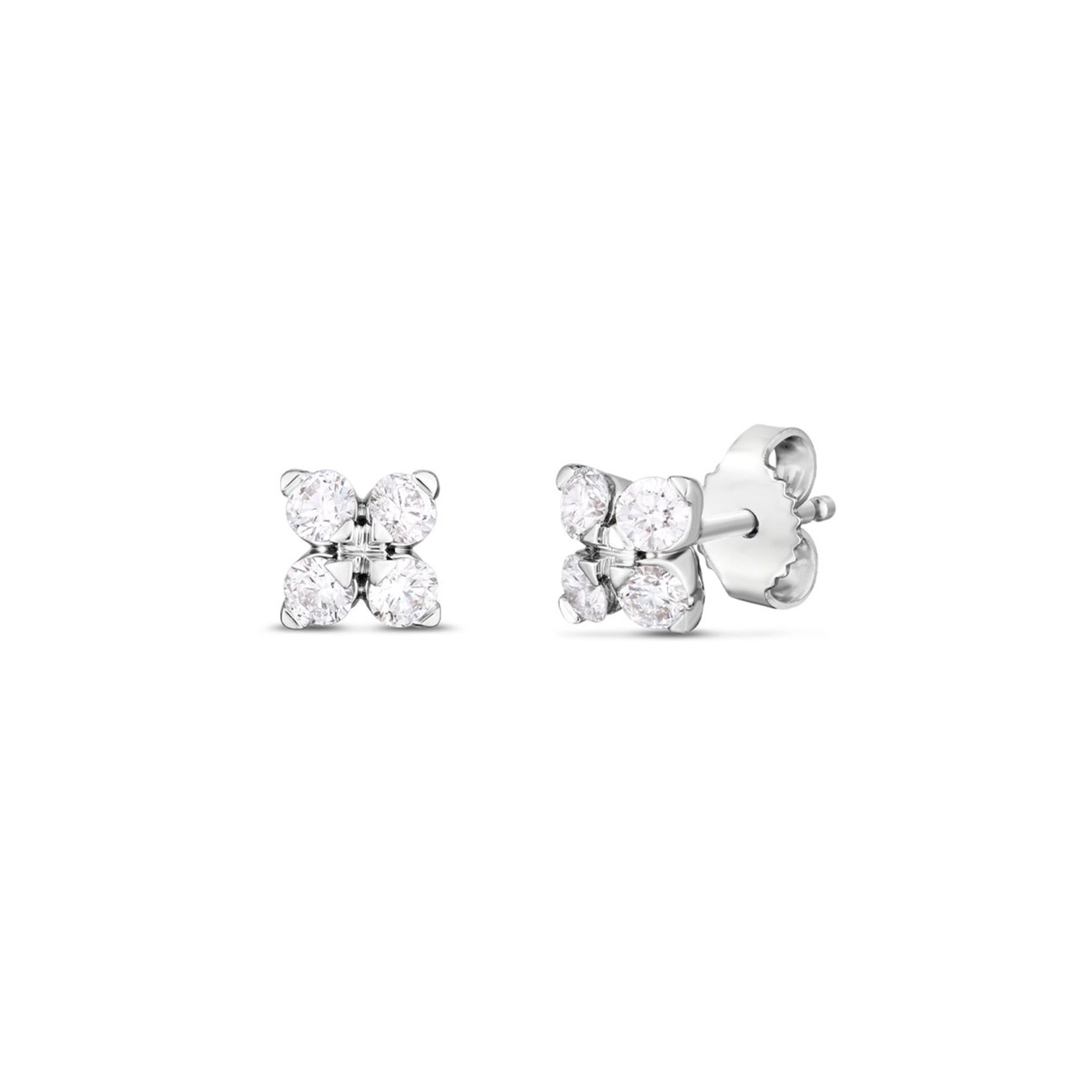 18K White Gold Roberto Coin Love in Verona Small Flower Diamond Studs