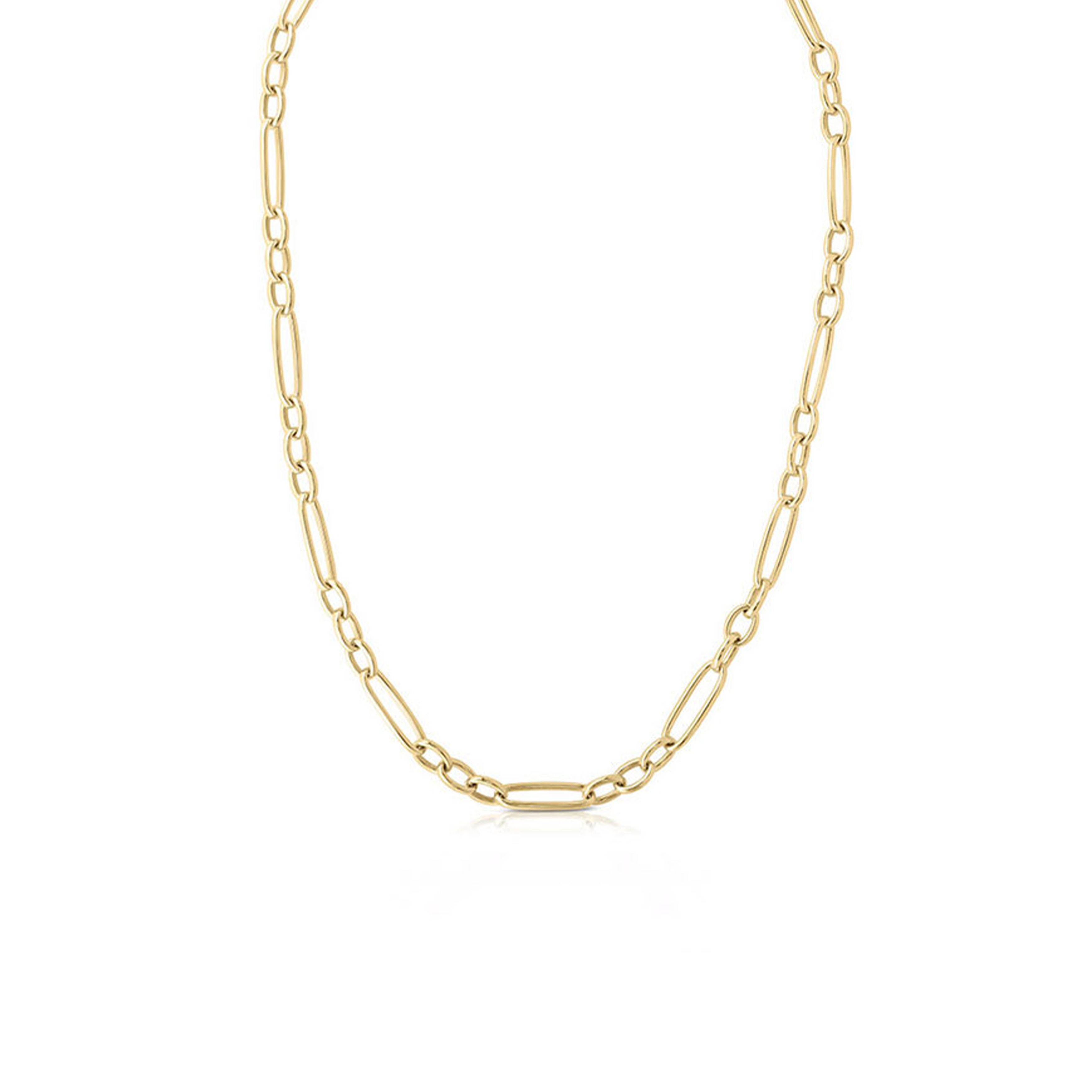18K Yellow Gold Roberto Coin Alternating Yellow Gold Oval Link Short Chain Necklace