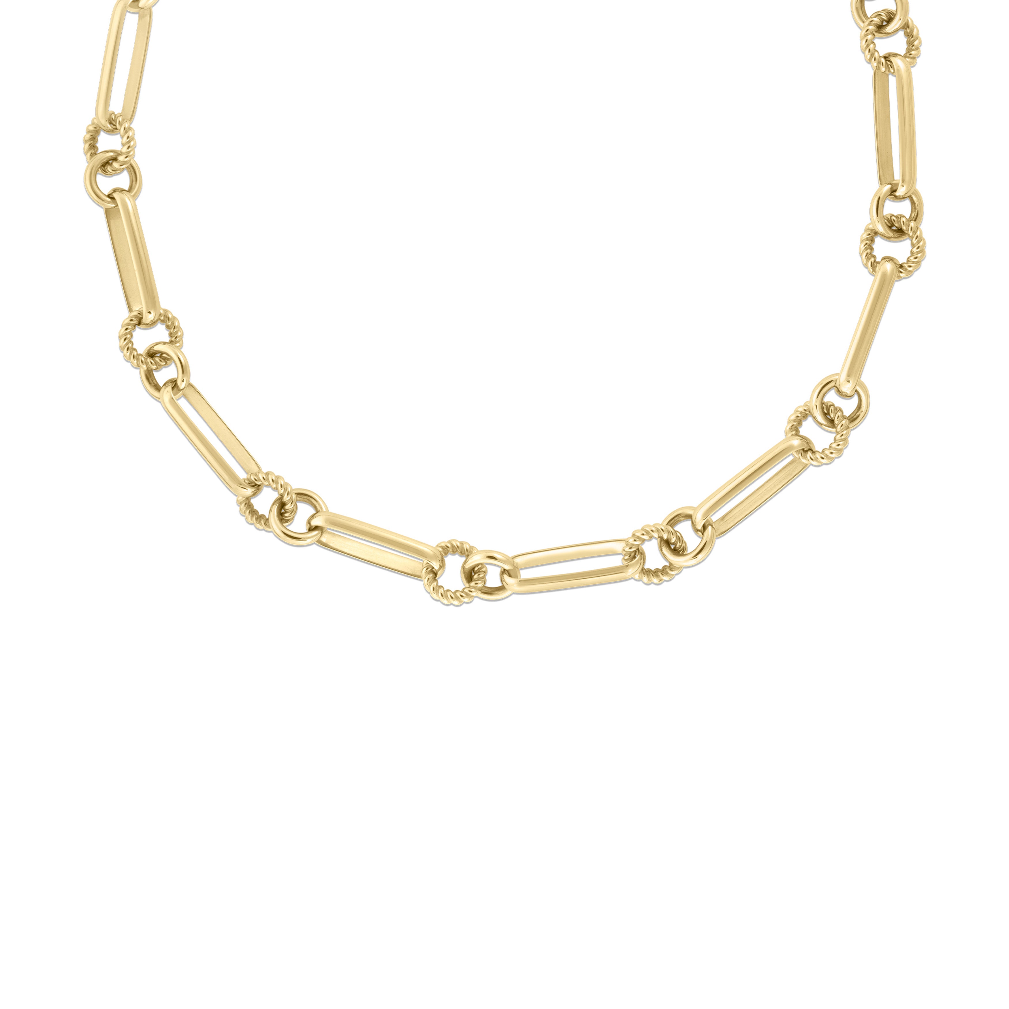 18K YELLOW GOLD Roberto Coin OVAL AND POLISHED/FLUTED ROUND LINK CHAIN