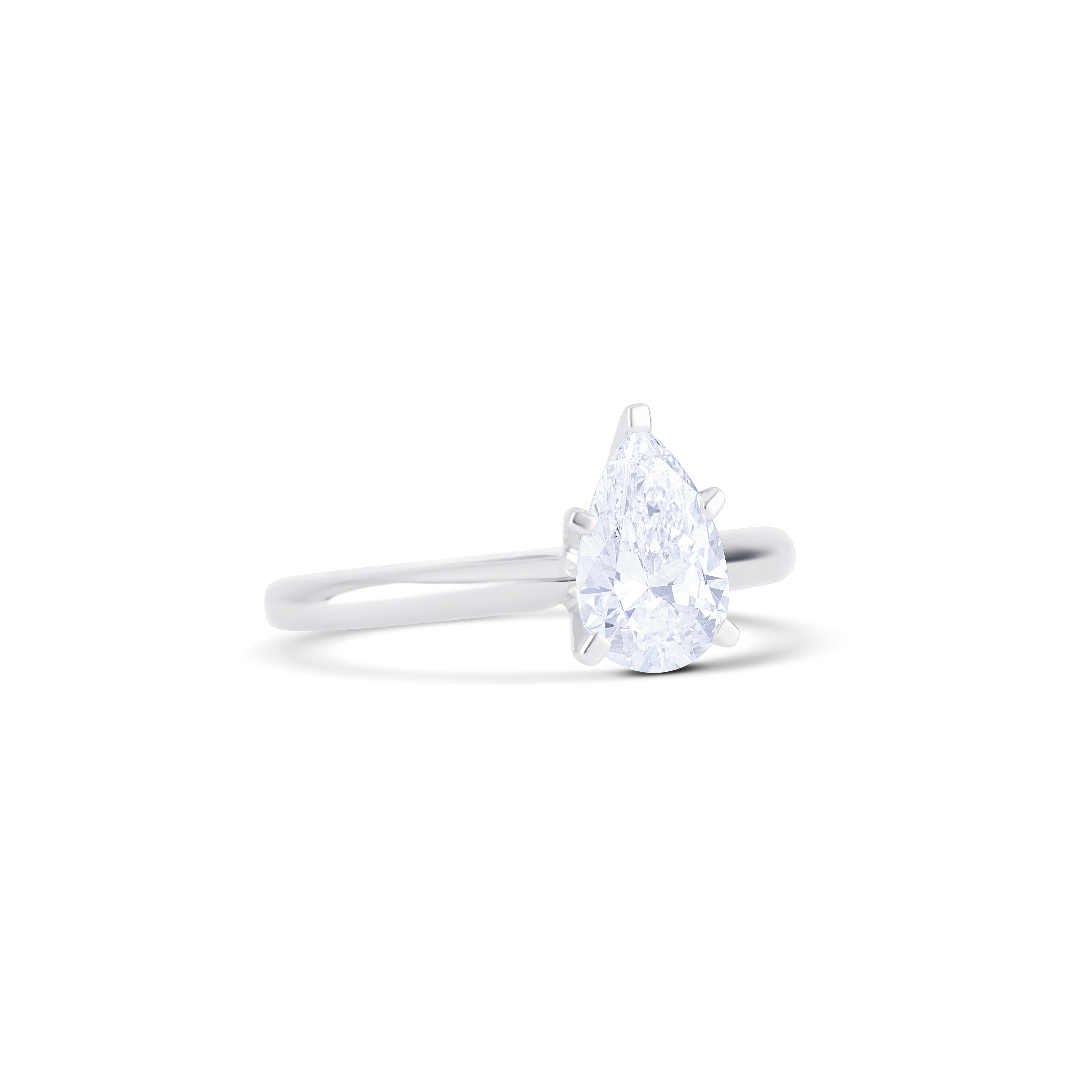 18K White Gold Pear Lab Grown Diamond Ring