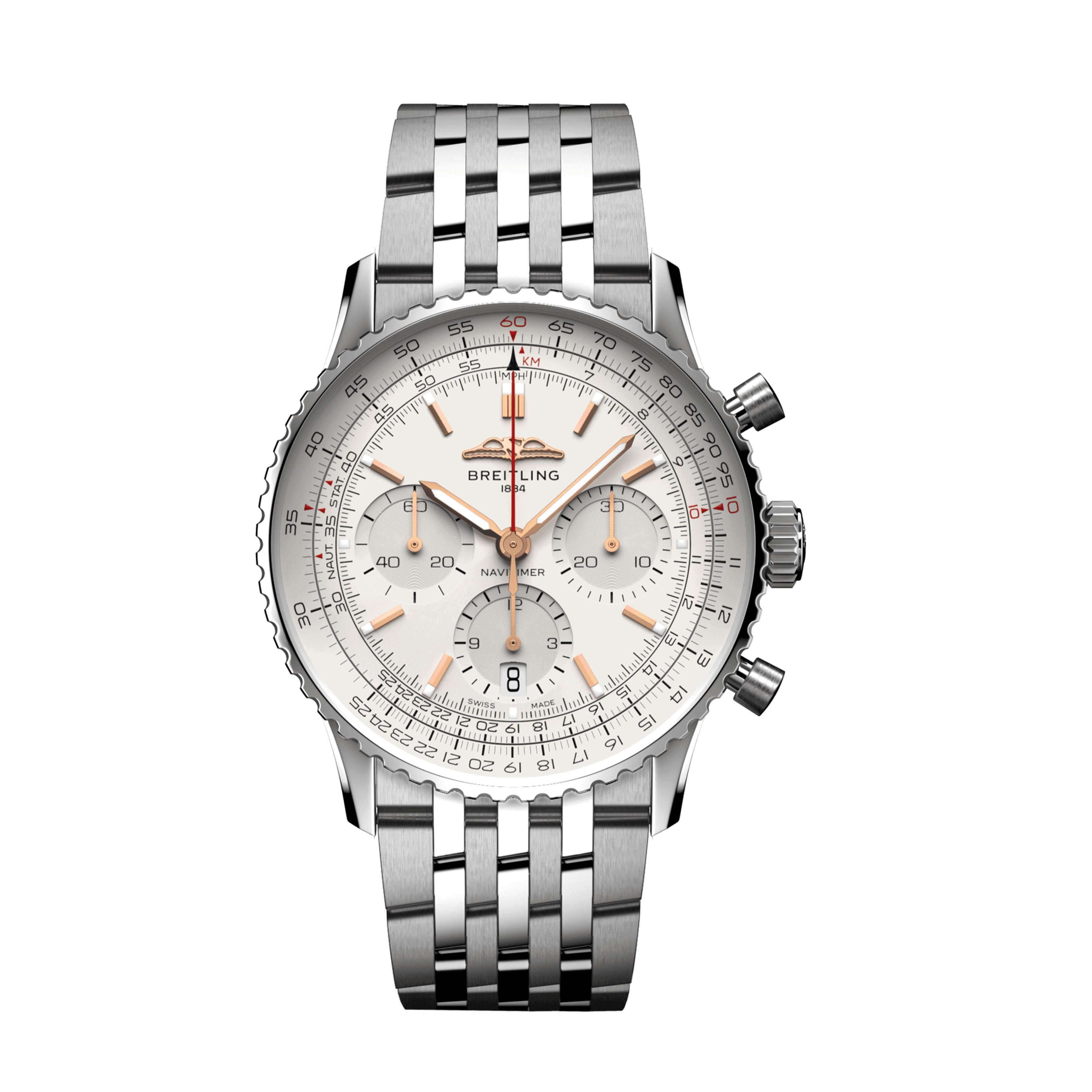 Breitling Navitimer B01 Chronograph Watch, 41mm Silver Dial, AB0139211G1A1