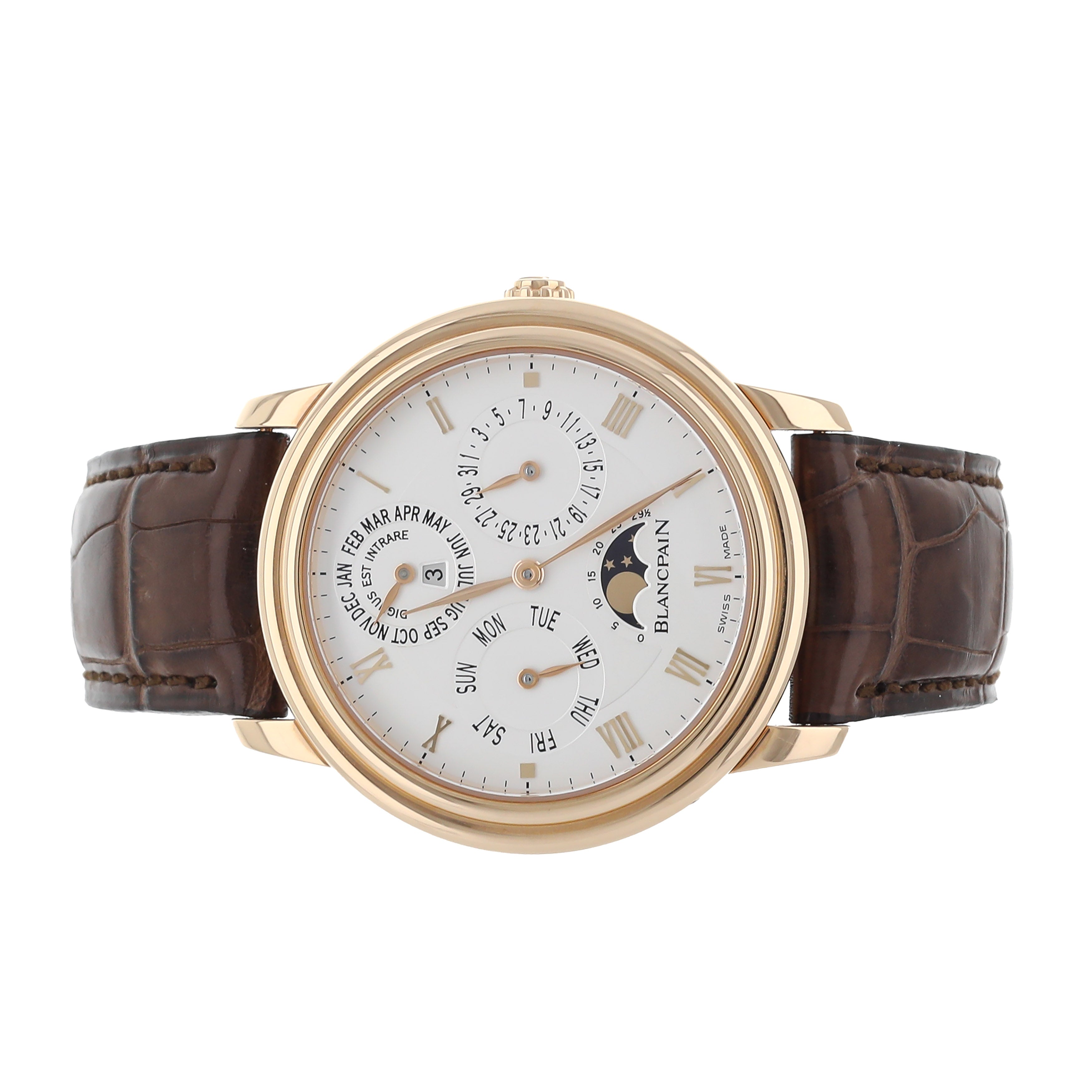 Blancpain Villeret Perpetual Calendar Rose Gold Silver Dial 40mm 6056