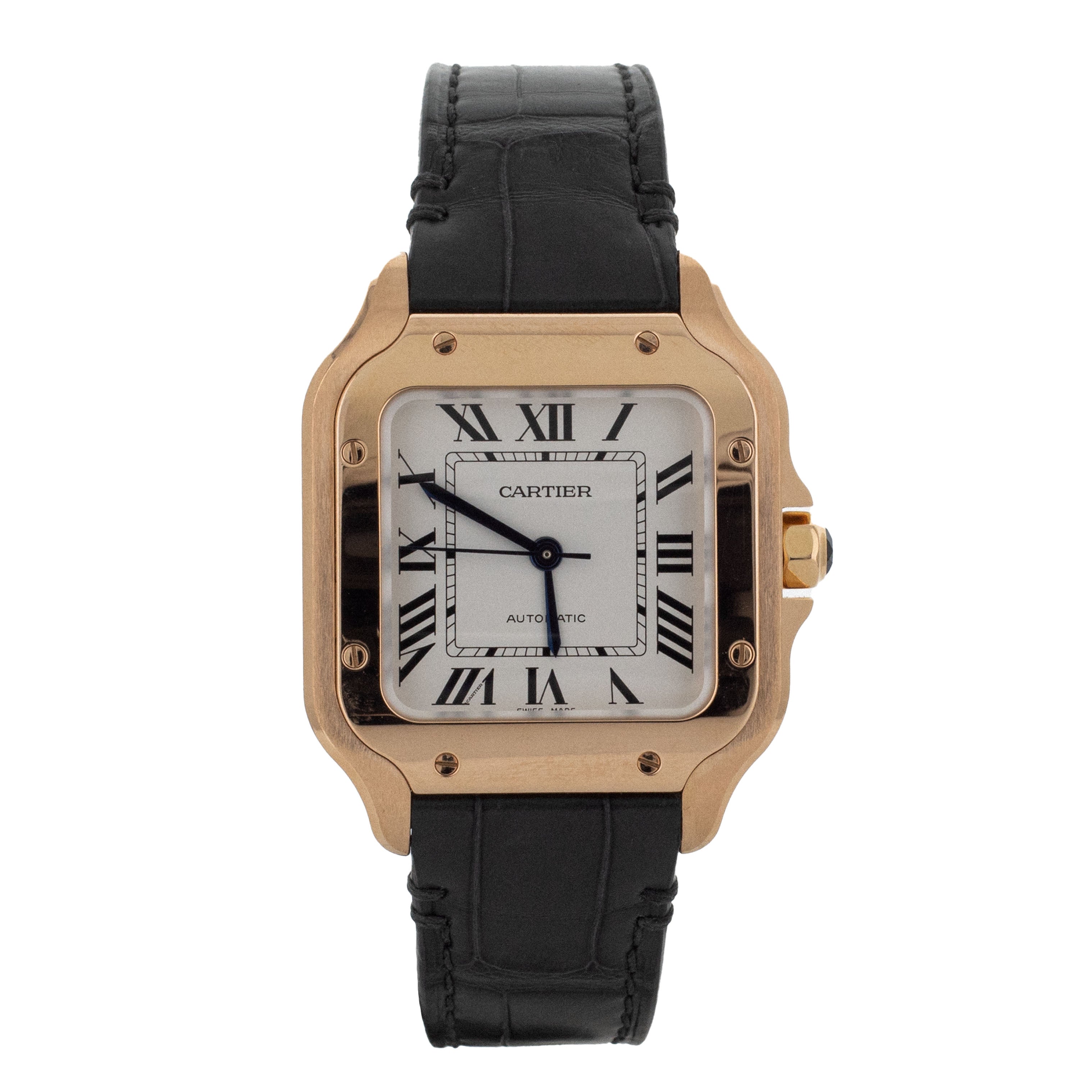 Cartier Santos De Cartier Rose Gold Silver Dial 35mm WGSA0028 Full Set