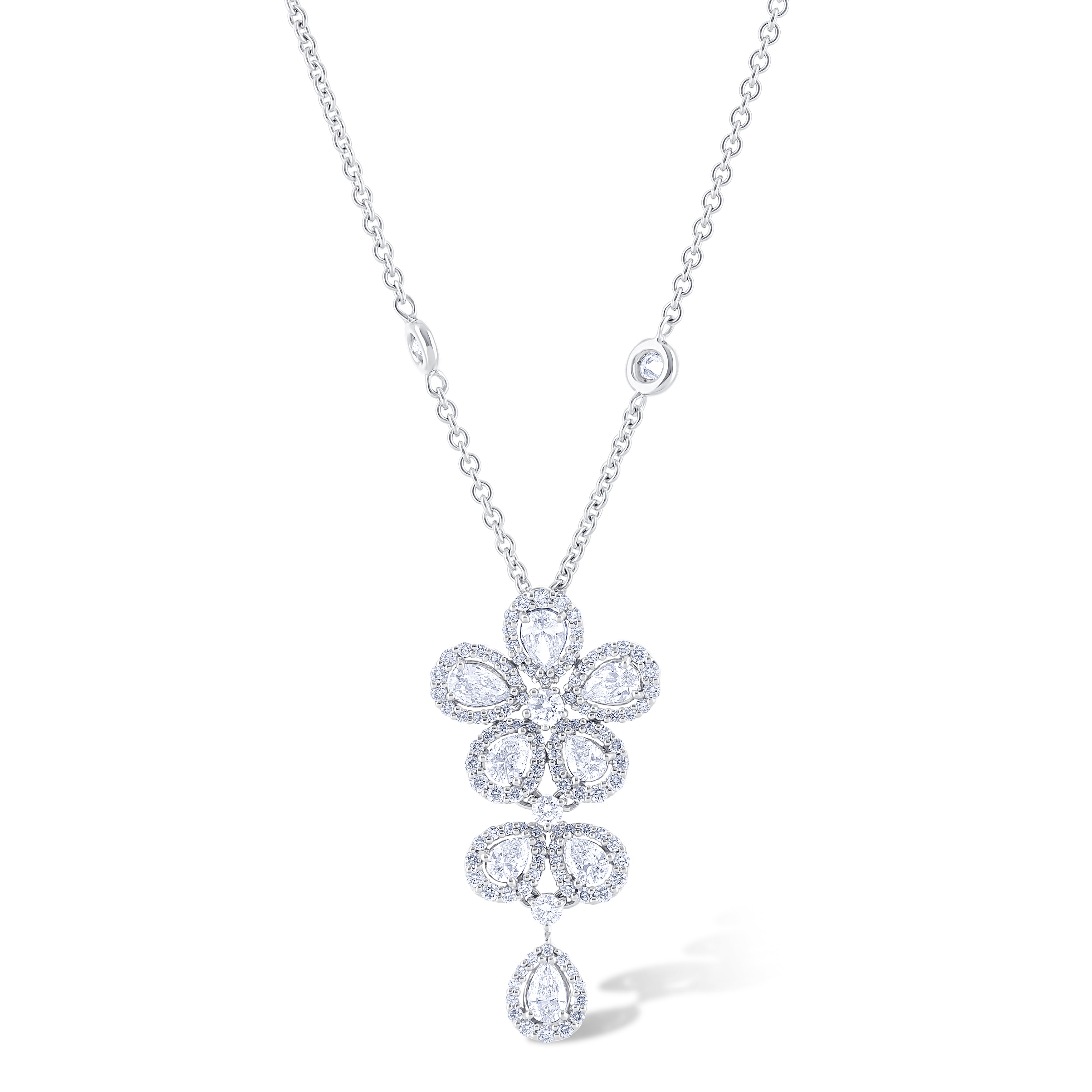 Leo Pizzo 18K White Gold Round & Pear Cut Necklace Leo Pizzo