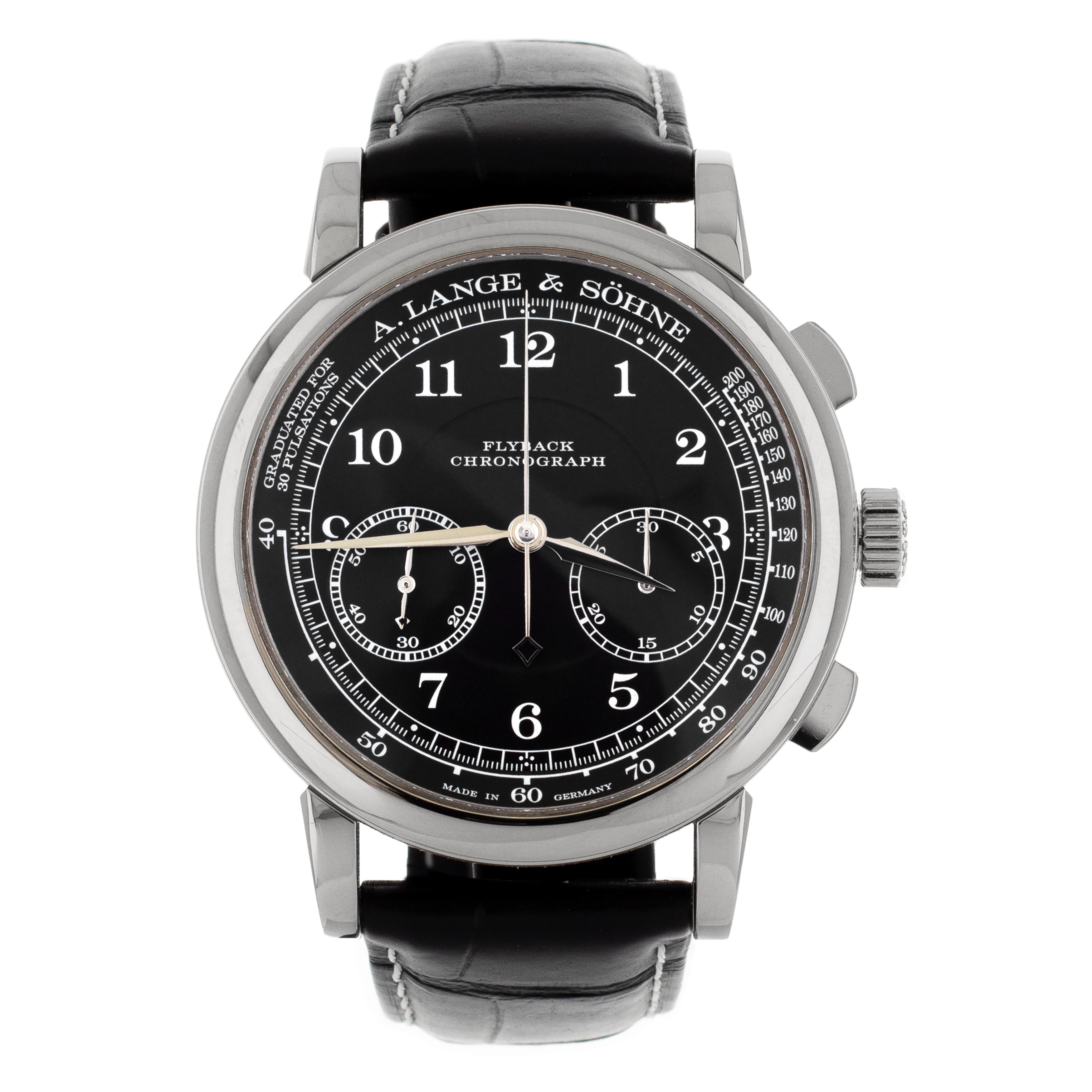 A. Lange Sohne 1815 Chronograph White Gold Black Dial 39.5mm 414.028