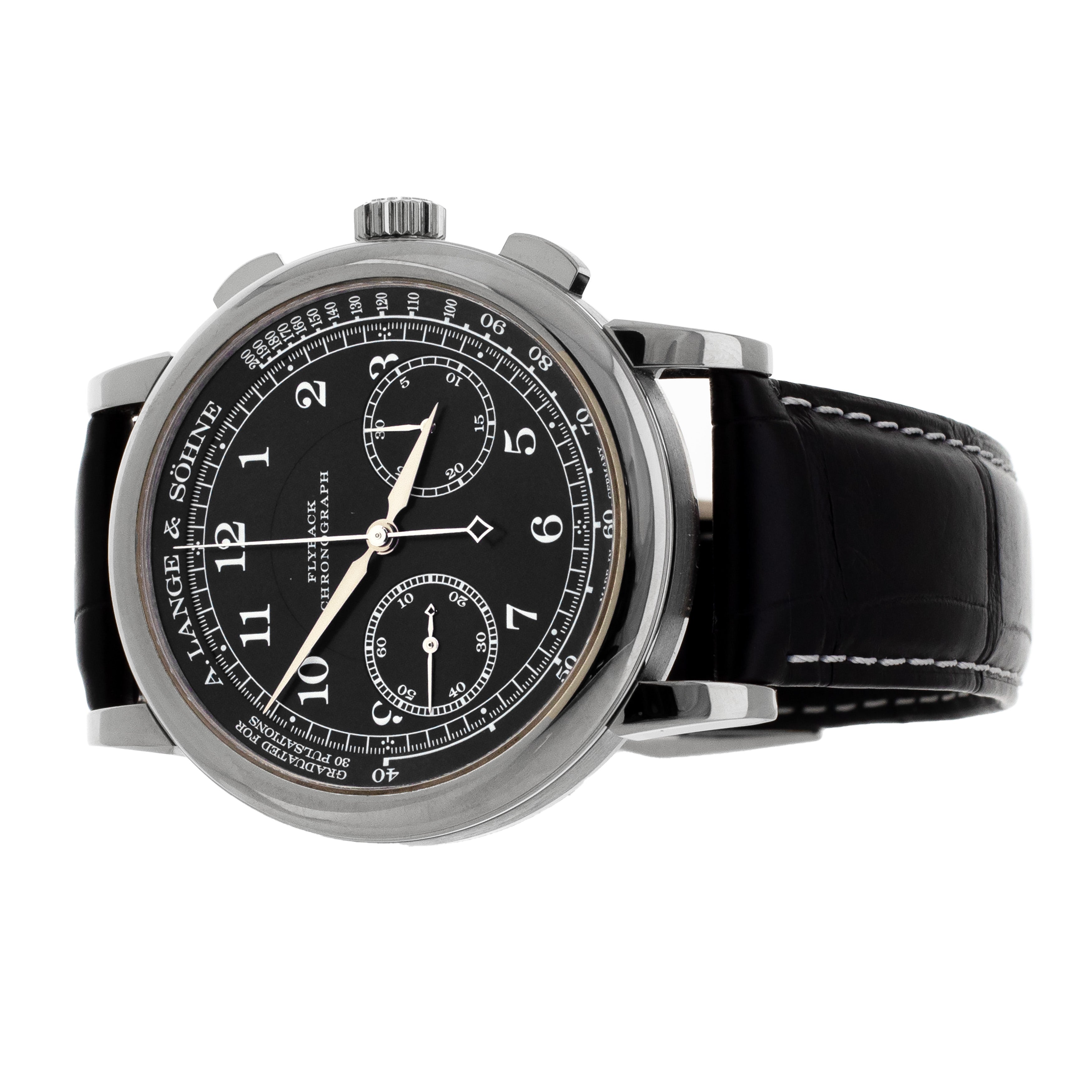 A. Lange Sohne 1815 Chronograph White Gold Black Dial 39.5mm 414.028