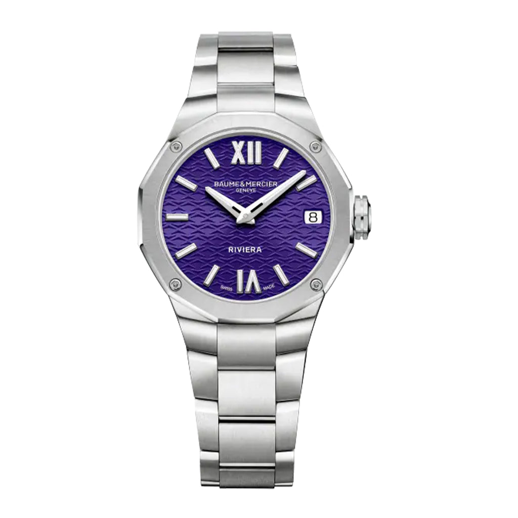 BAUME & MERCIER RIVIERA Watch, 33MM PURPLE DIAL, 10728 | Burdeen's