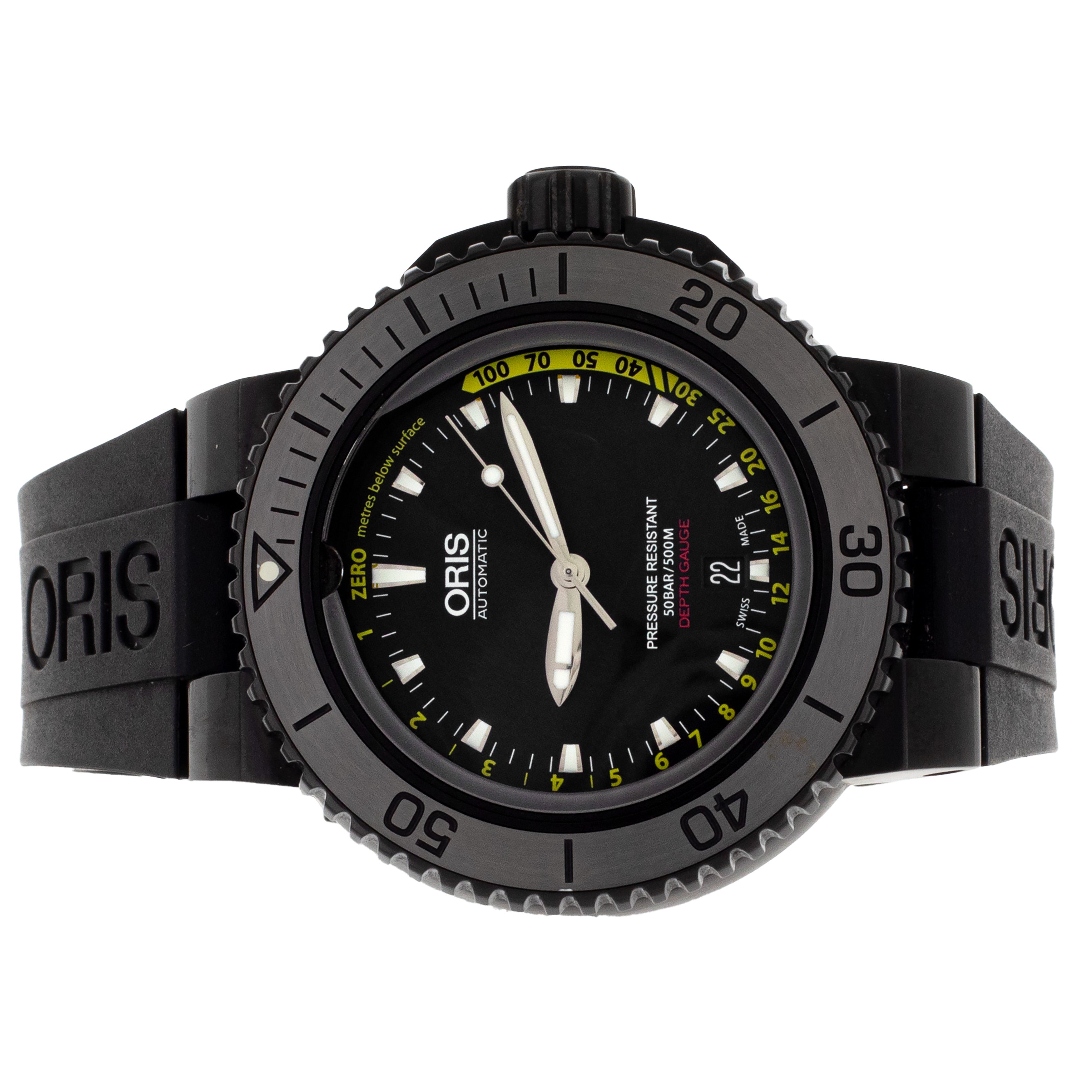 Oris Aquis Depth Gauge Stainless steel black dial 45mm 7675