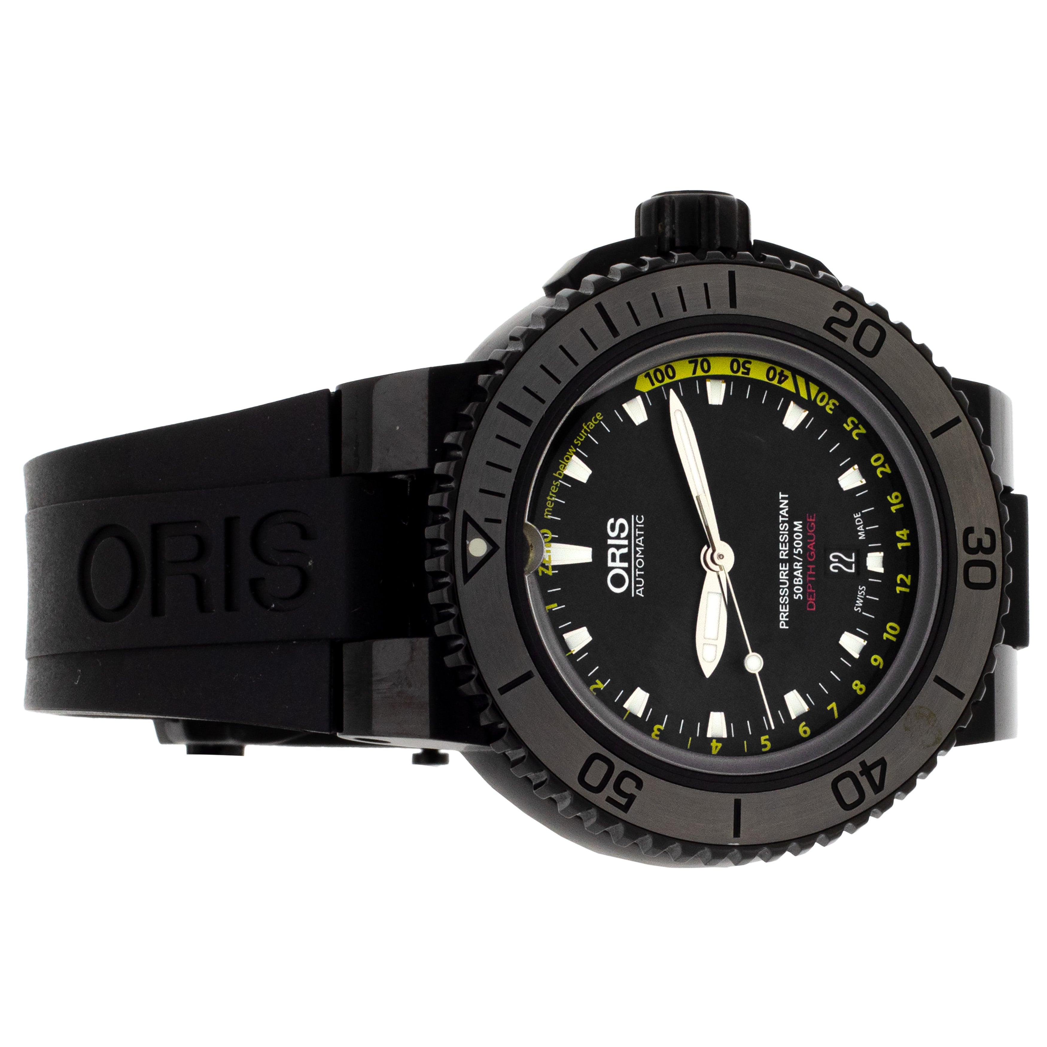 Oris Aquis Depth Gauge Stainless steel black dial 45mm 7675