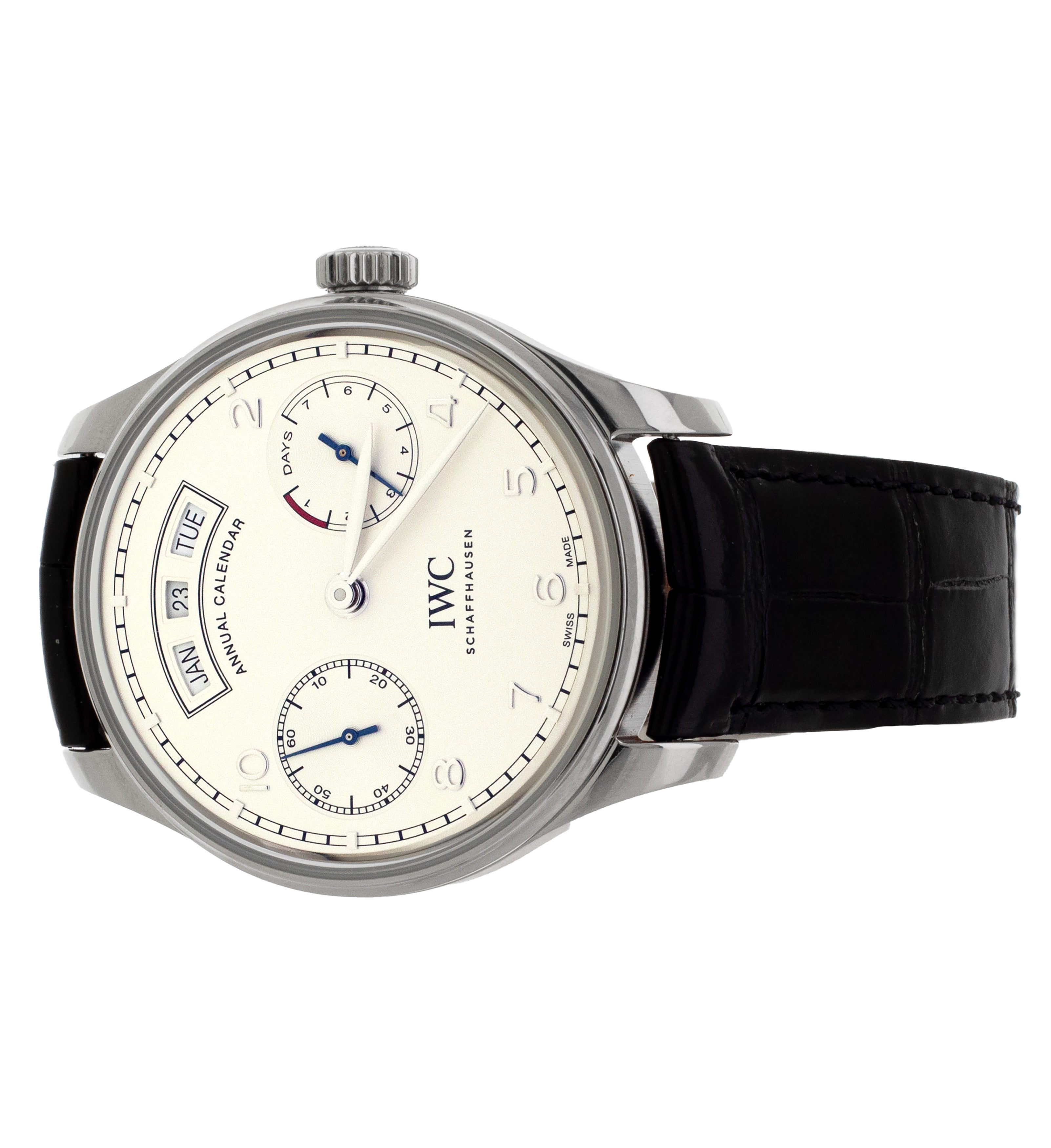 IWC Portugieser Annual Calendar Steel Silver Dial 44.2mm IW503501 Full