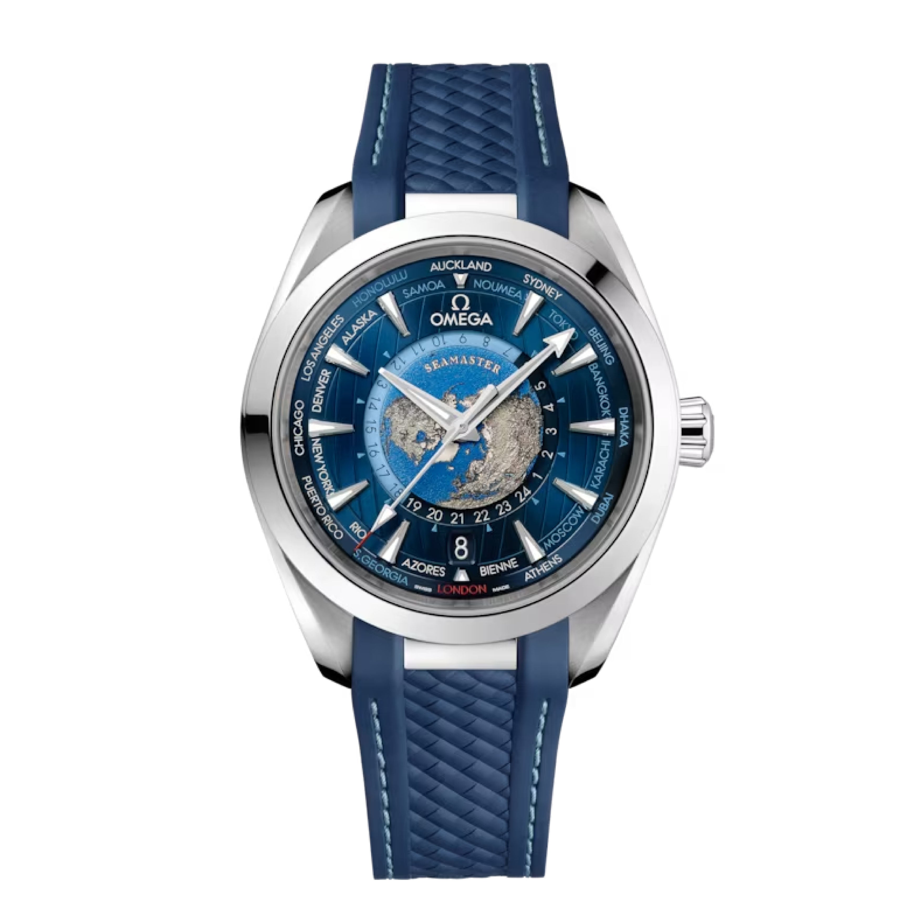 Omega Seamaster Aqua Terra Worldtimer Watch, 43mm Blue Dial, 220.12.43.22.03.001