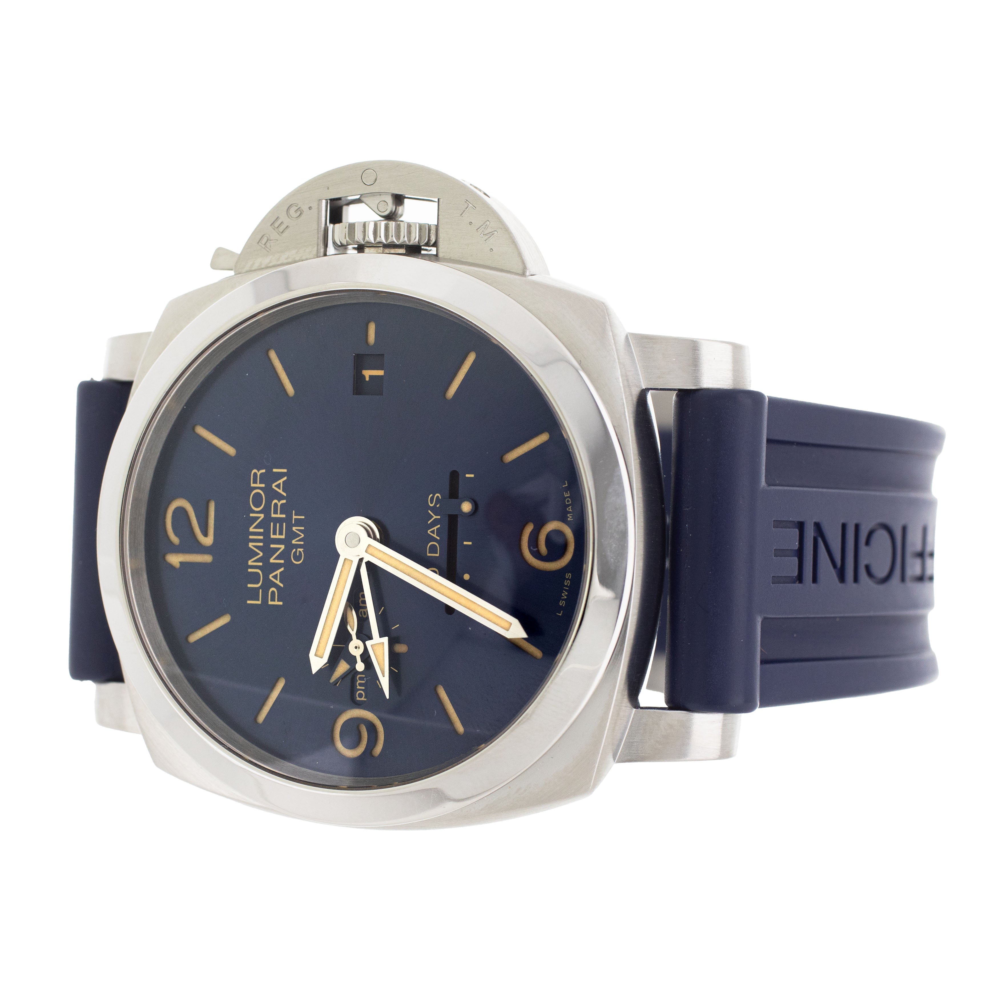 Panerai Luminor 1950 10 Days GMT Steel Blue Dial 44mm PAM00986 Full Se