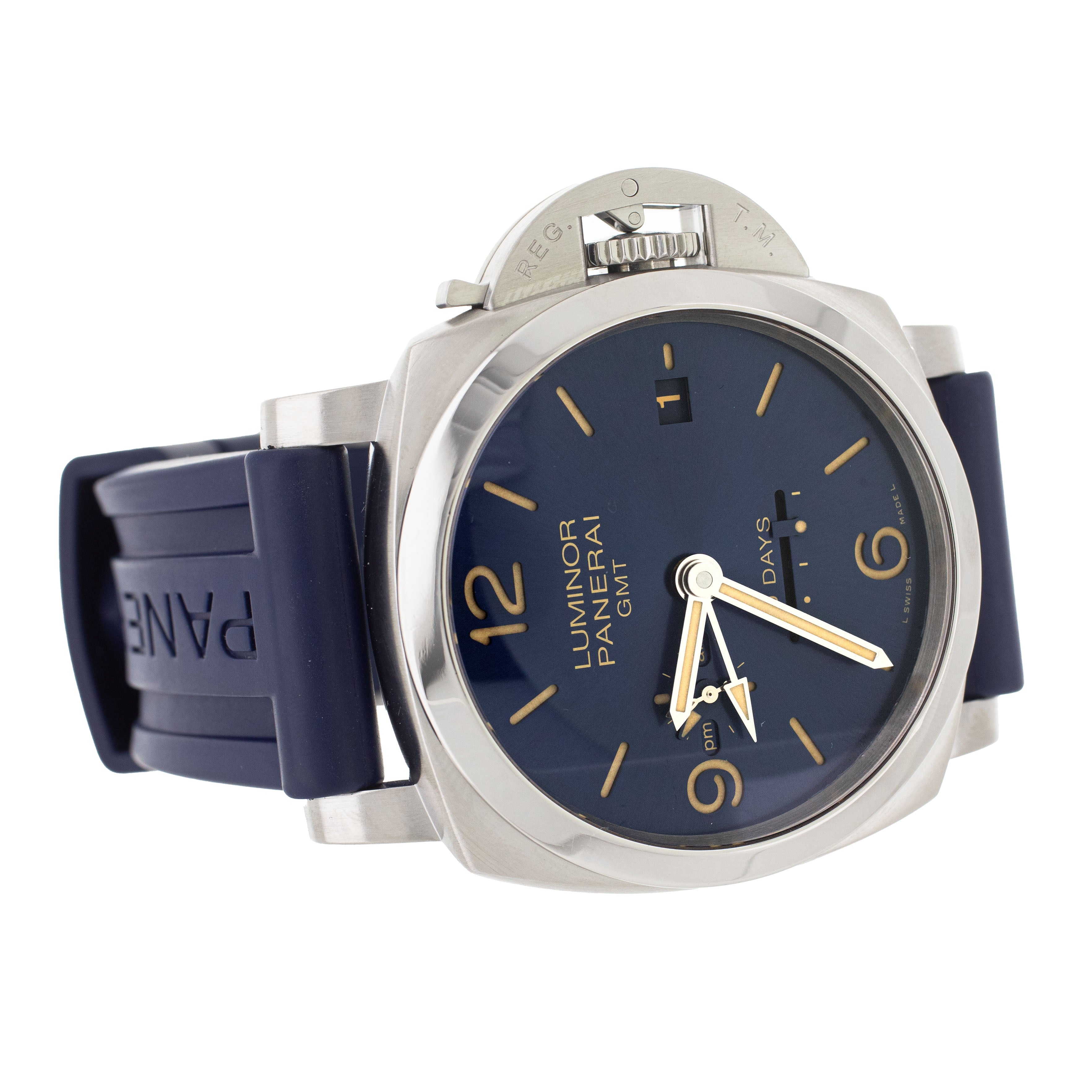 Panerai Luminor 1950 10 Days GMT Steel Blue Dial 44mm PAM00986 Full Se