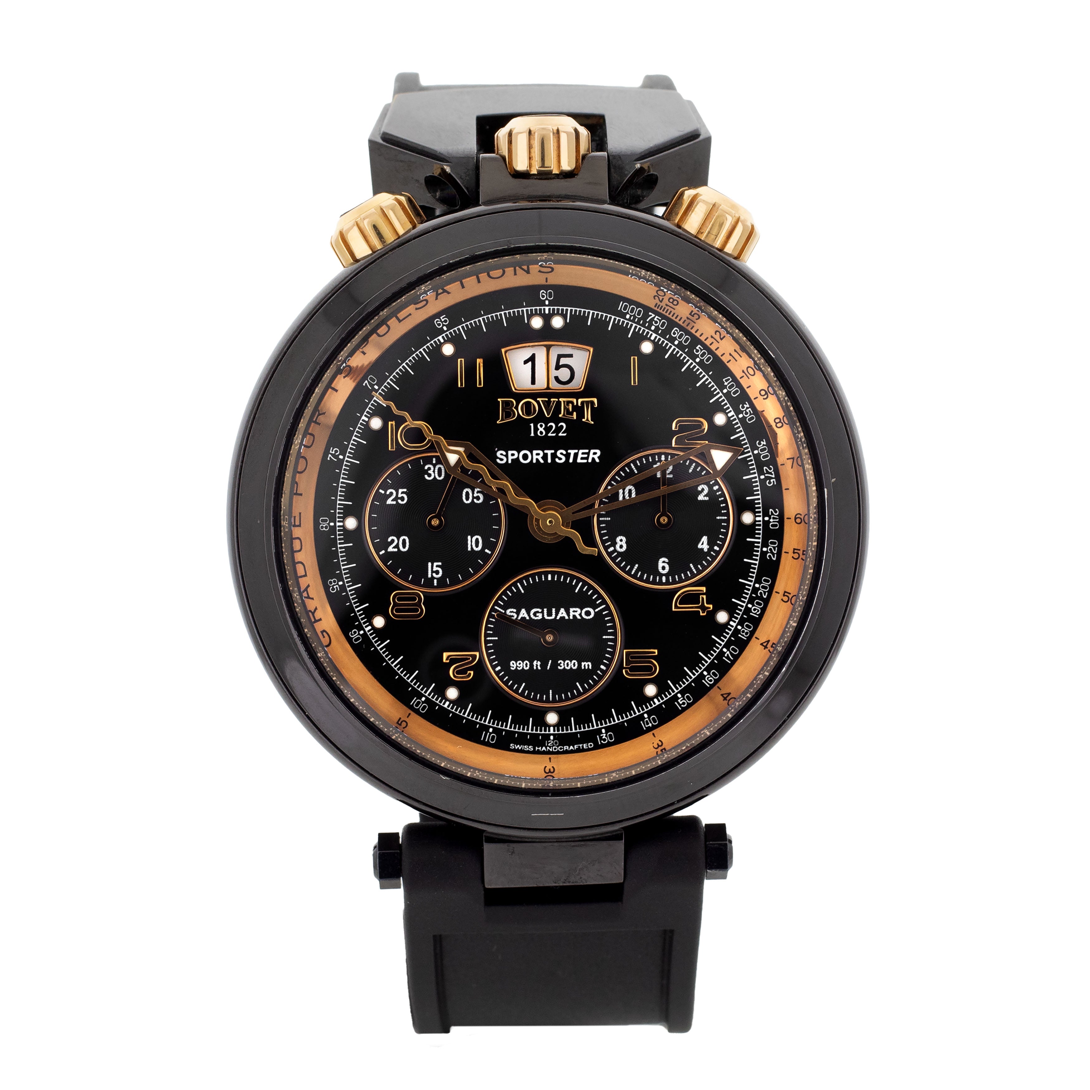 Bovet Sportster Saguaro Stainless Steel Black Dial 46mm C806