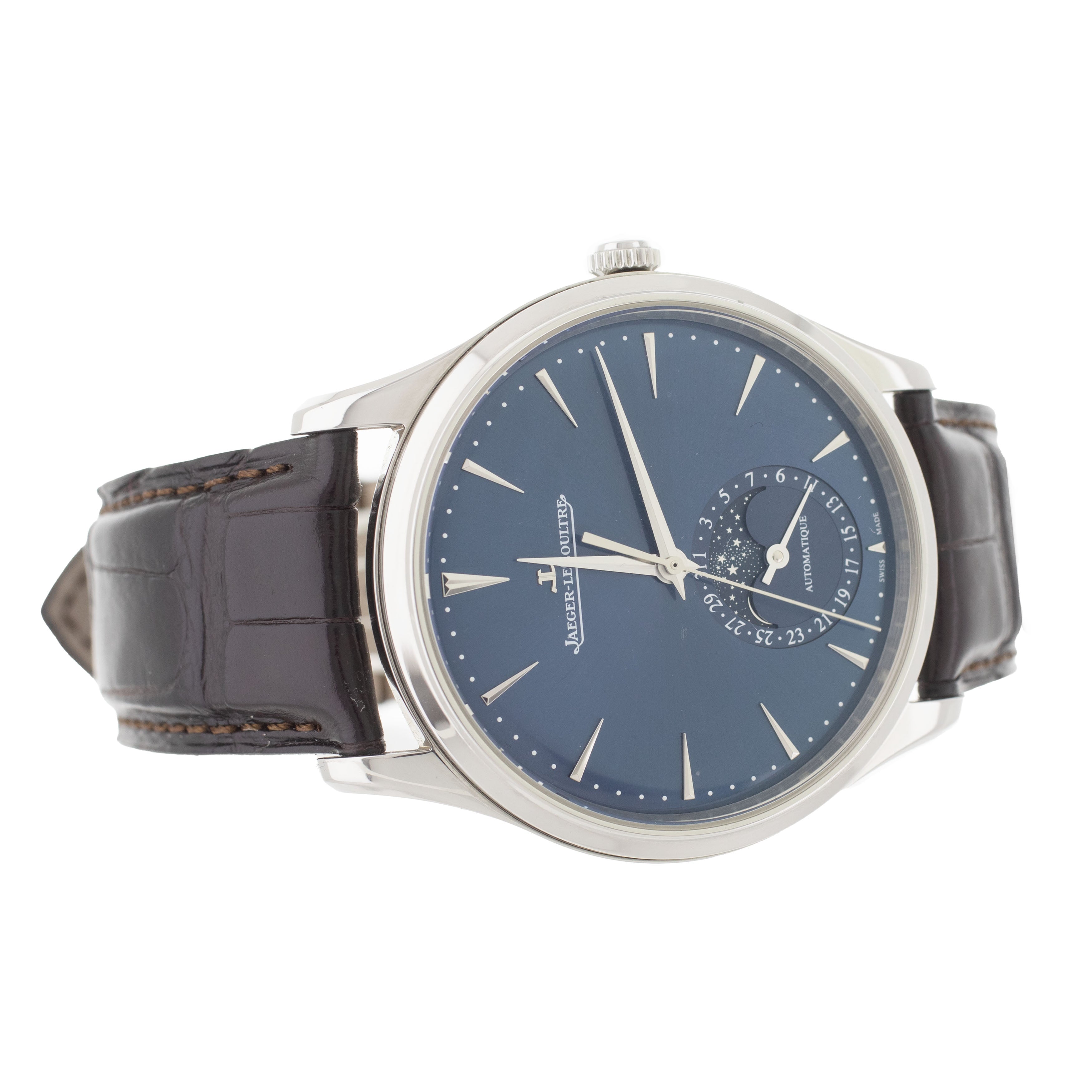 Jaeger LeCoultre Master Ultra Thin Moon Steel Blue Dial 39mm Q1368480 Full Set