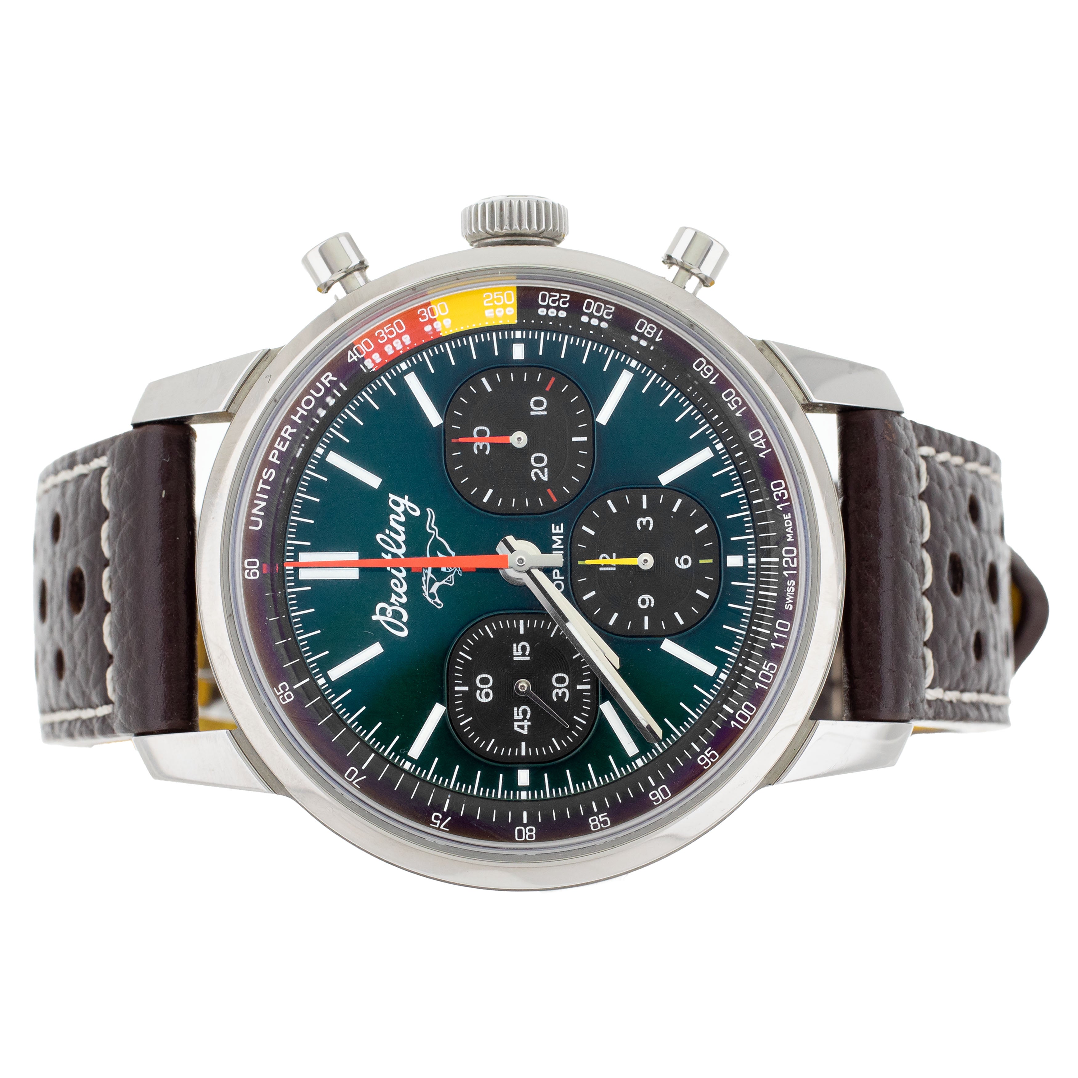 Breitling Top Time Mustang Stainless Steel Green Dial 41mm AB0176 Full Set