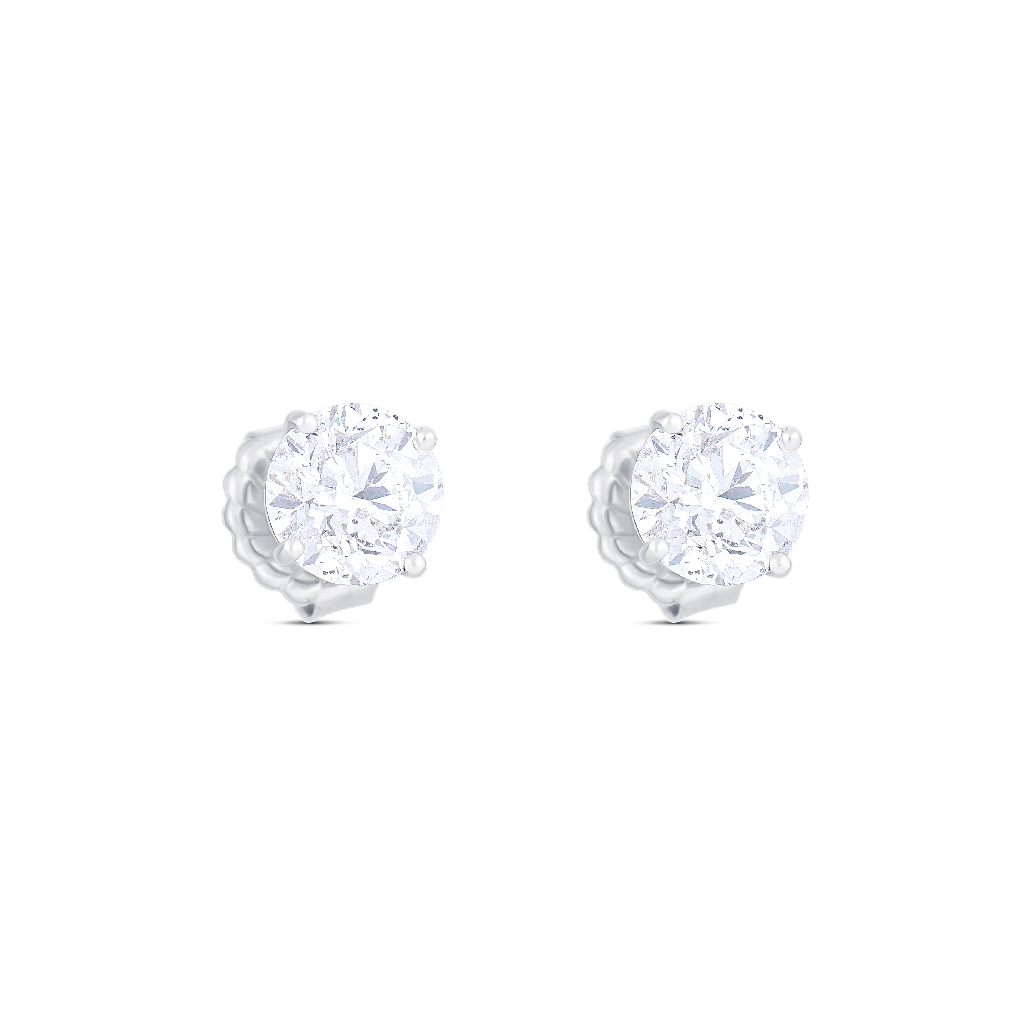 18K White Gold Round Diamond Studs GIA Certified