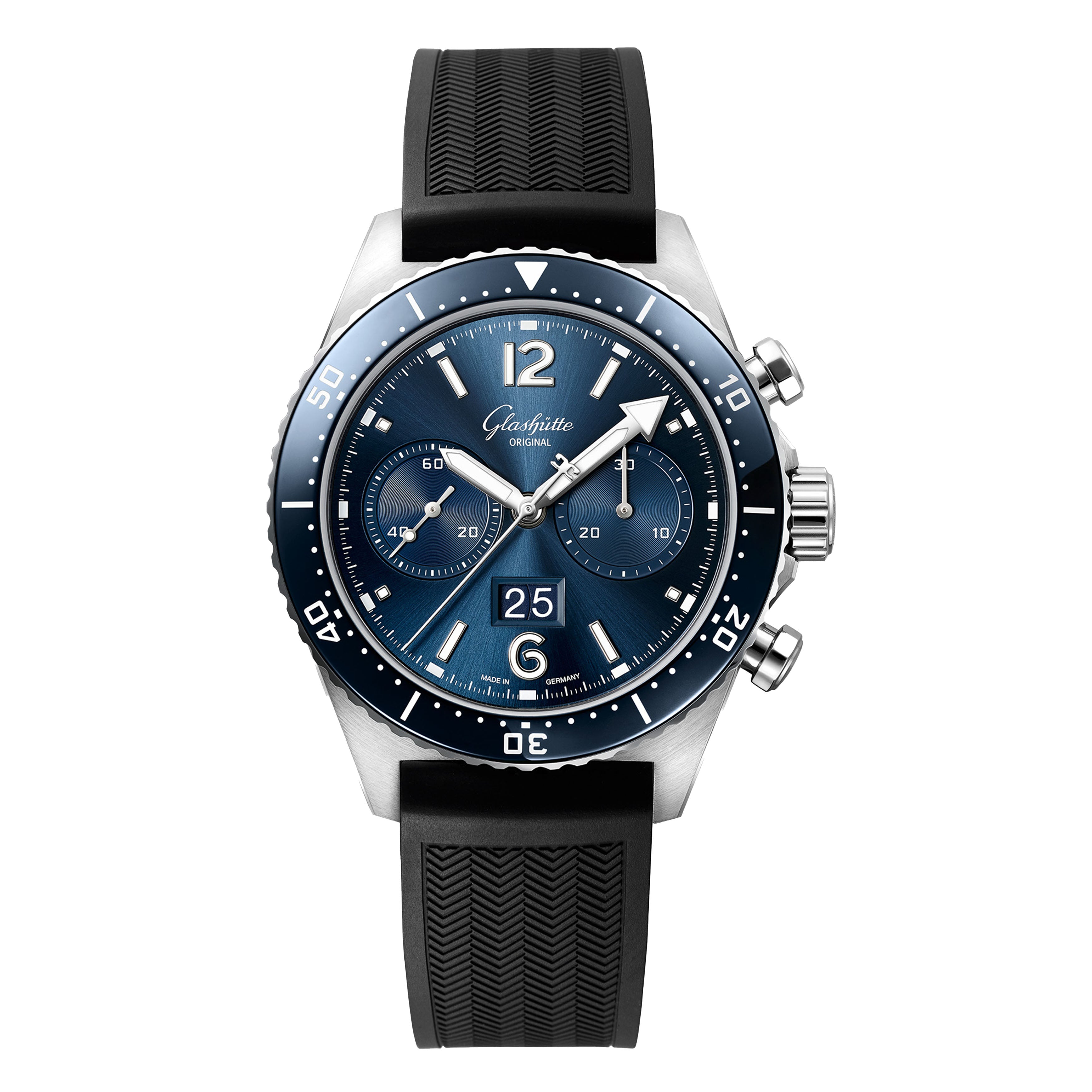 Glashutte Original SeaQ Chronograph Watch, 43mm Blue Dial, 1-37-23-02-81-33