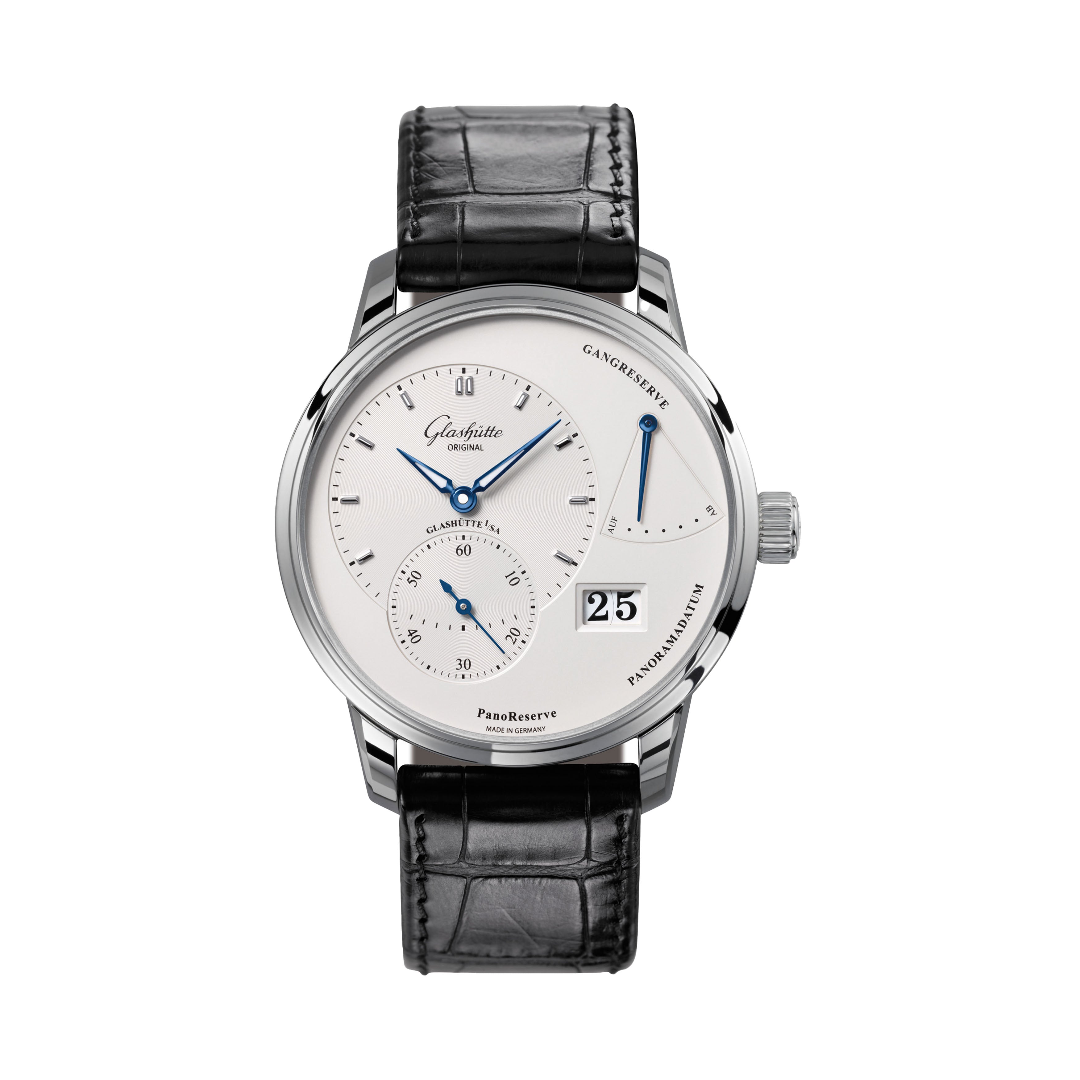 Glashutte Original PanoReserve Watch, 40mm Silver Dial, 1-65-01-22-12-61