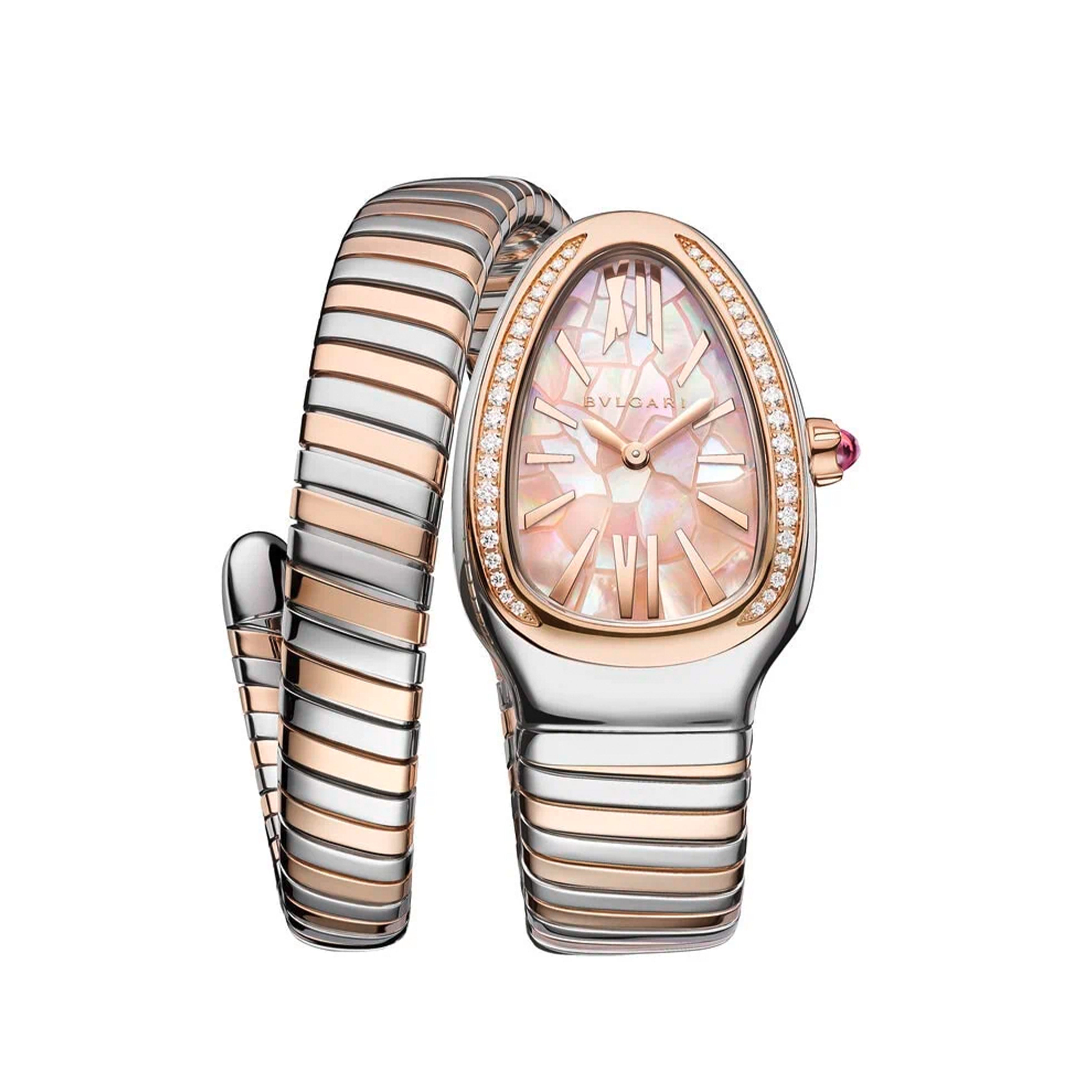 Bulgari Serpenti Tubogas Tadao Ando Spring Watch, 35mm Pink Mother of Pearl Dial, 104141 