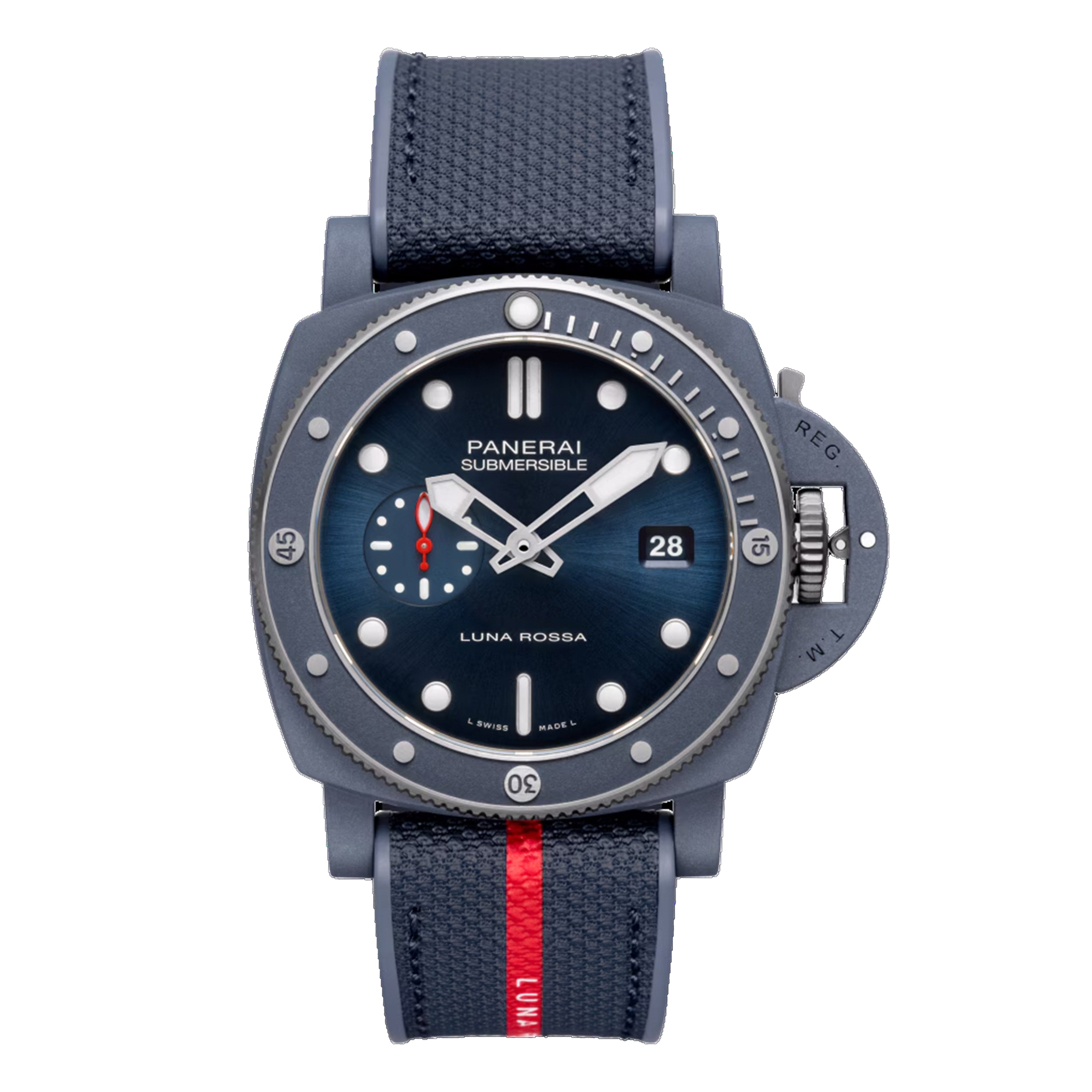 Panerai Submersible QuarantaQuattro Luna Rossa Ti-Ceramitech Watch, 44mm Blue Dial, PAM01466
