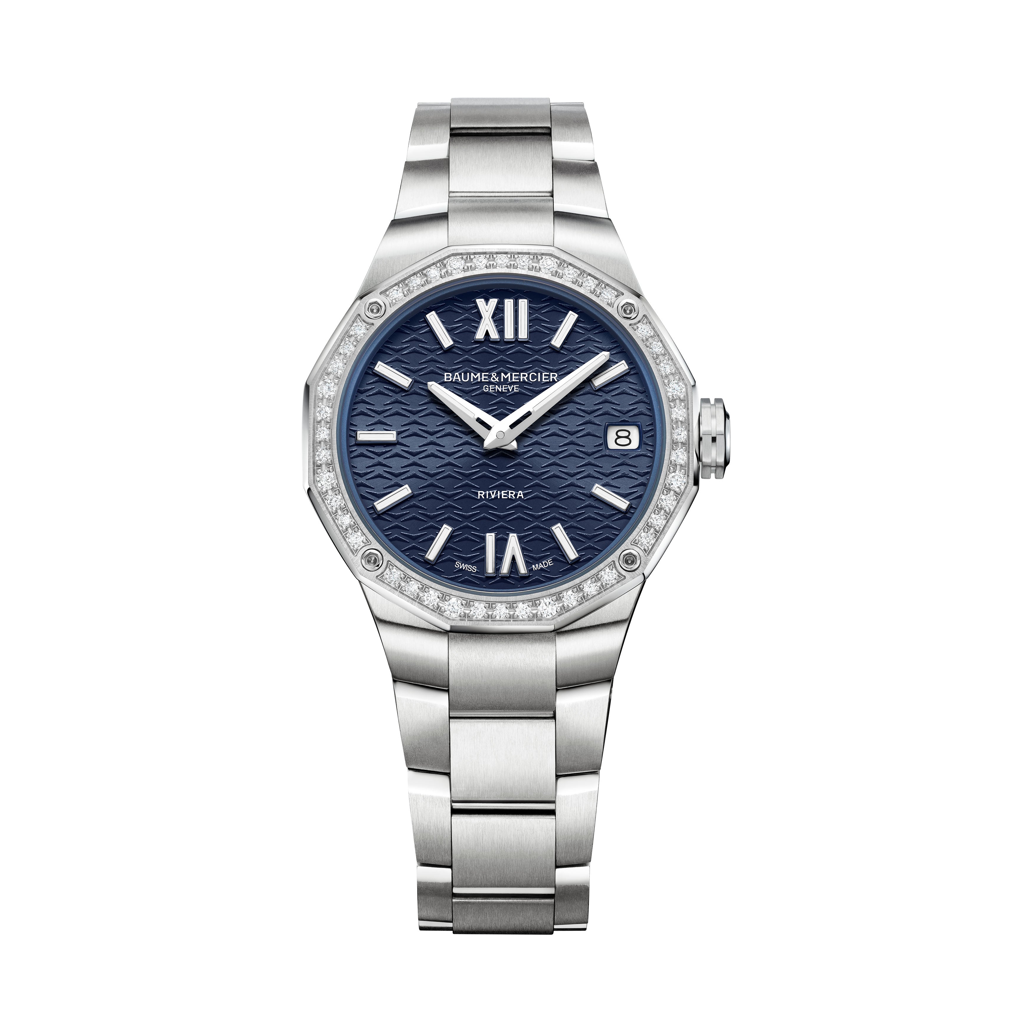 Baume & Mercier Riviera Diamond-set Watch, 33mm Blue Dial, 10765