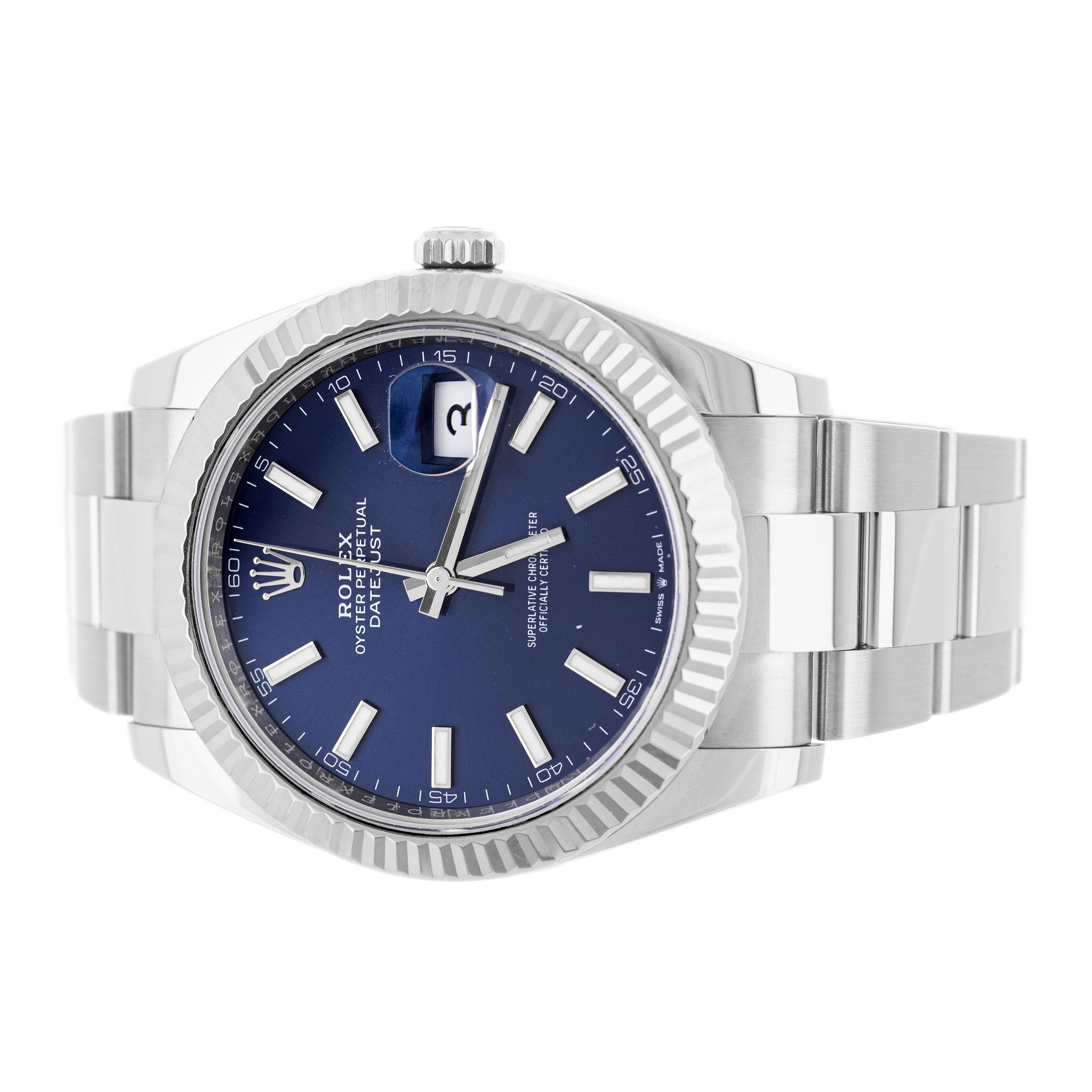 Rolex Datejust 41 Stainless Steel Blue Dial 41mm Oyster Bracelet Flute