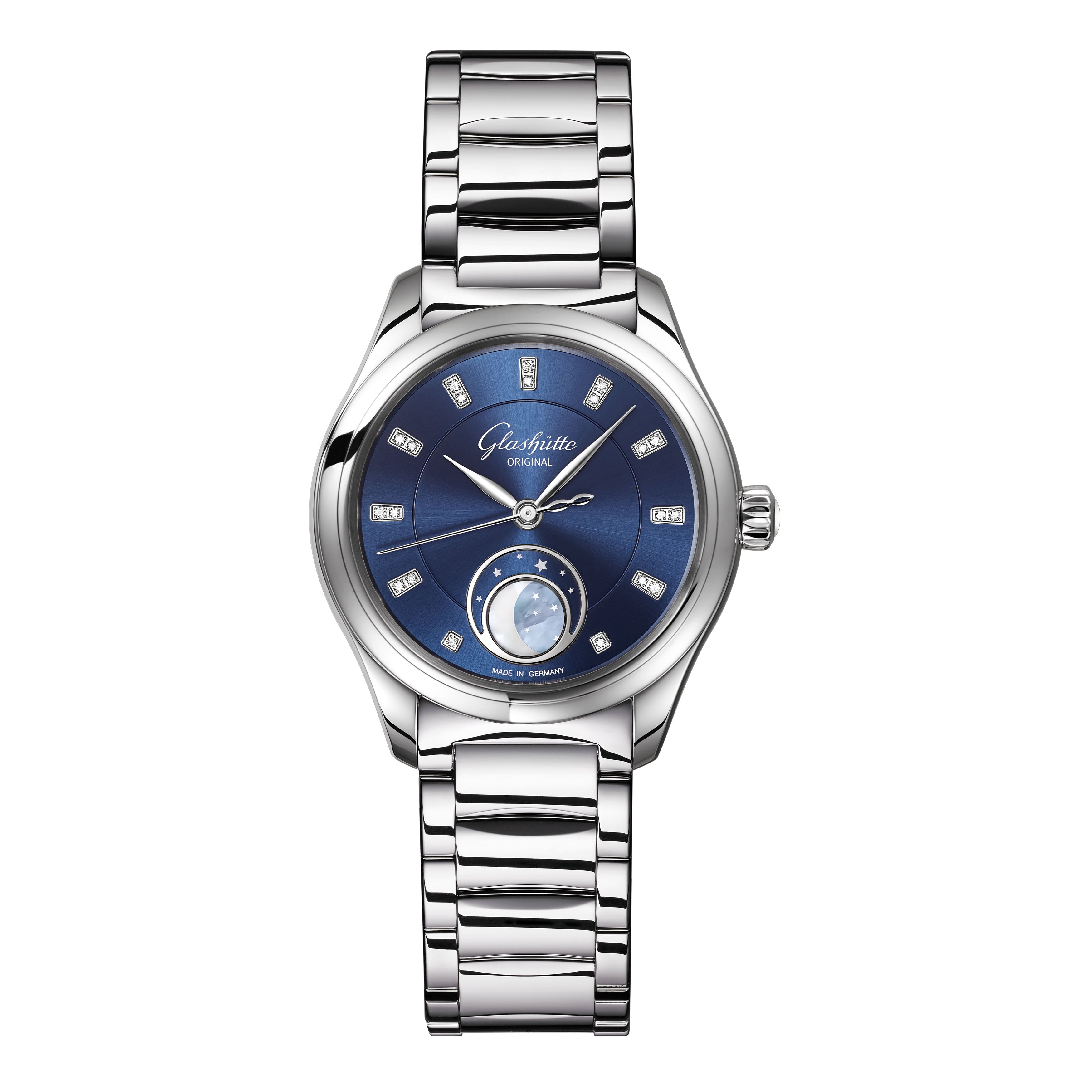 Glashutte Original Ladies Serenade Luna Watch, 32.5mm Blue Dial, 1-35-14-03-02-14